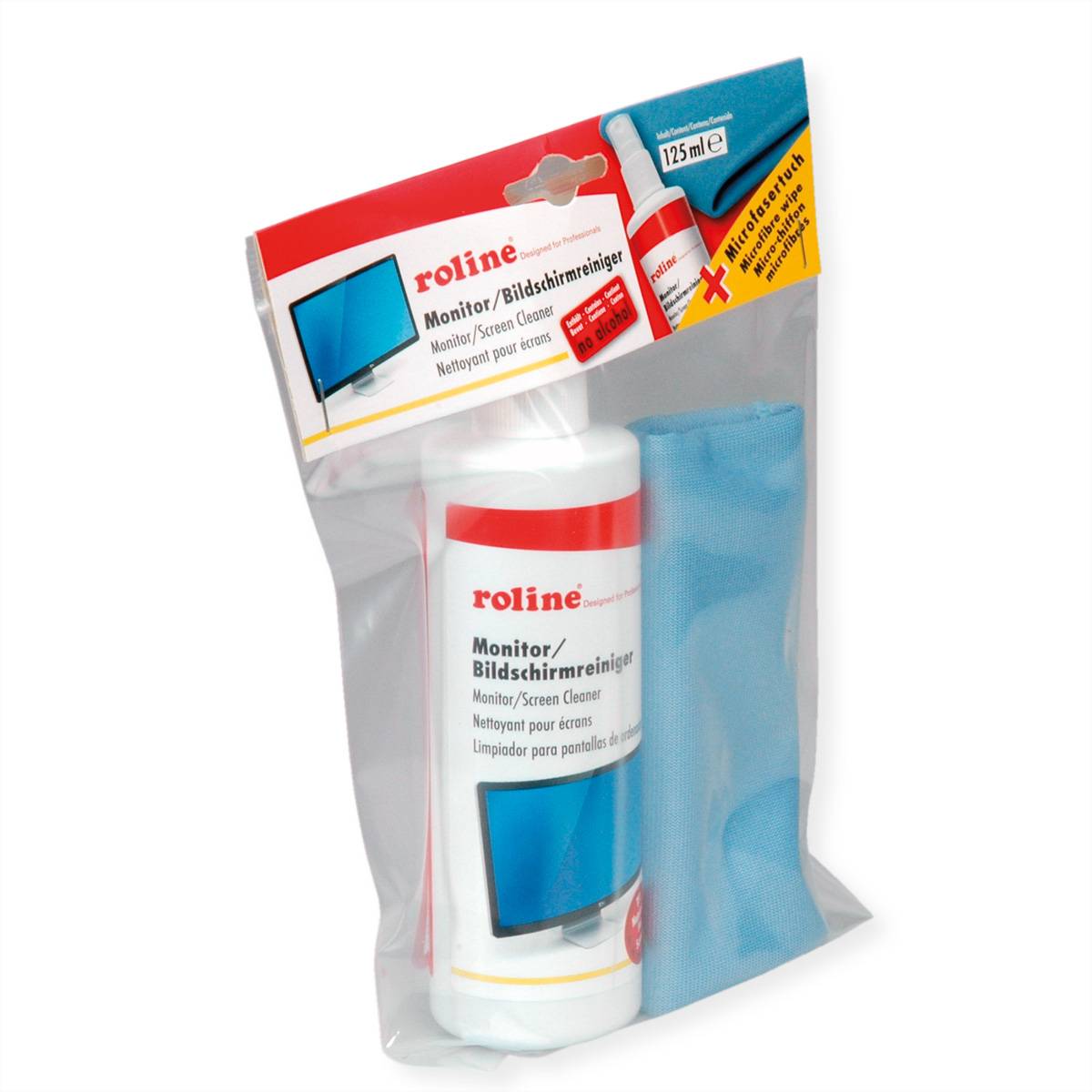 ROLINE Bildschirmreiniger TFT inklusive Mikrofasertuch, 250 ml