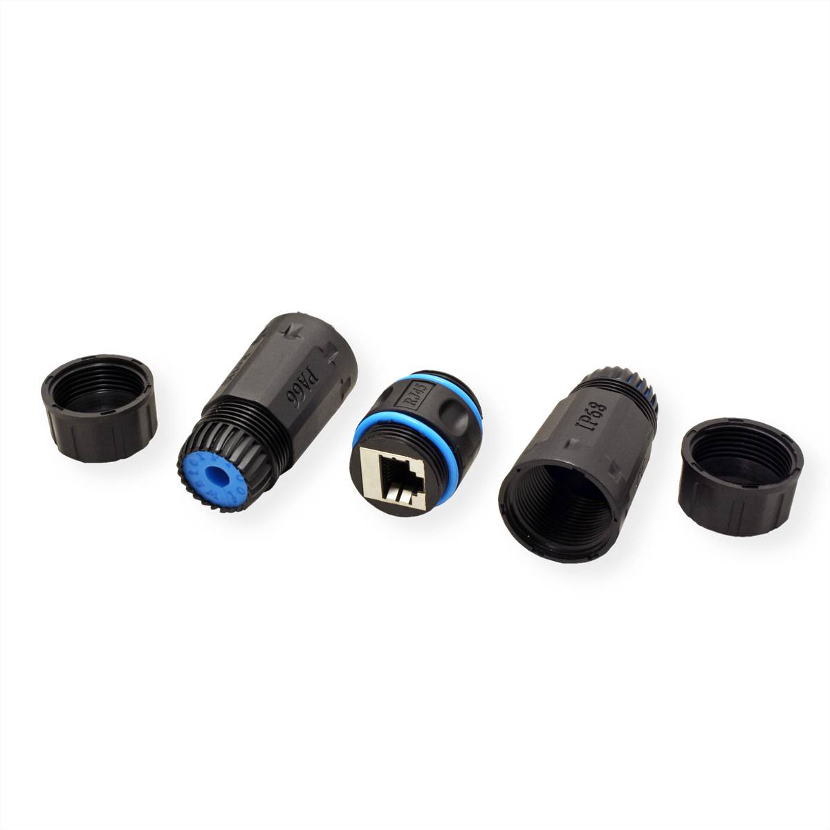 VALUE RJ-45 Kupplung geschirmt, Cat.6 (Class E), Outdoor/Industrial, schwarz