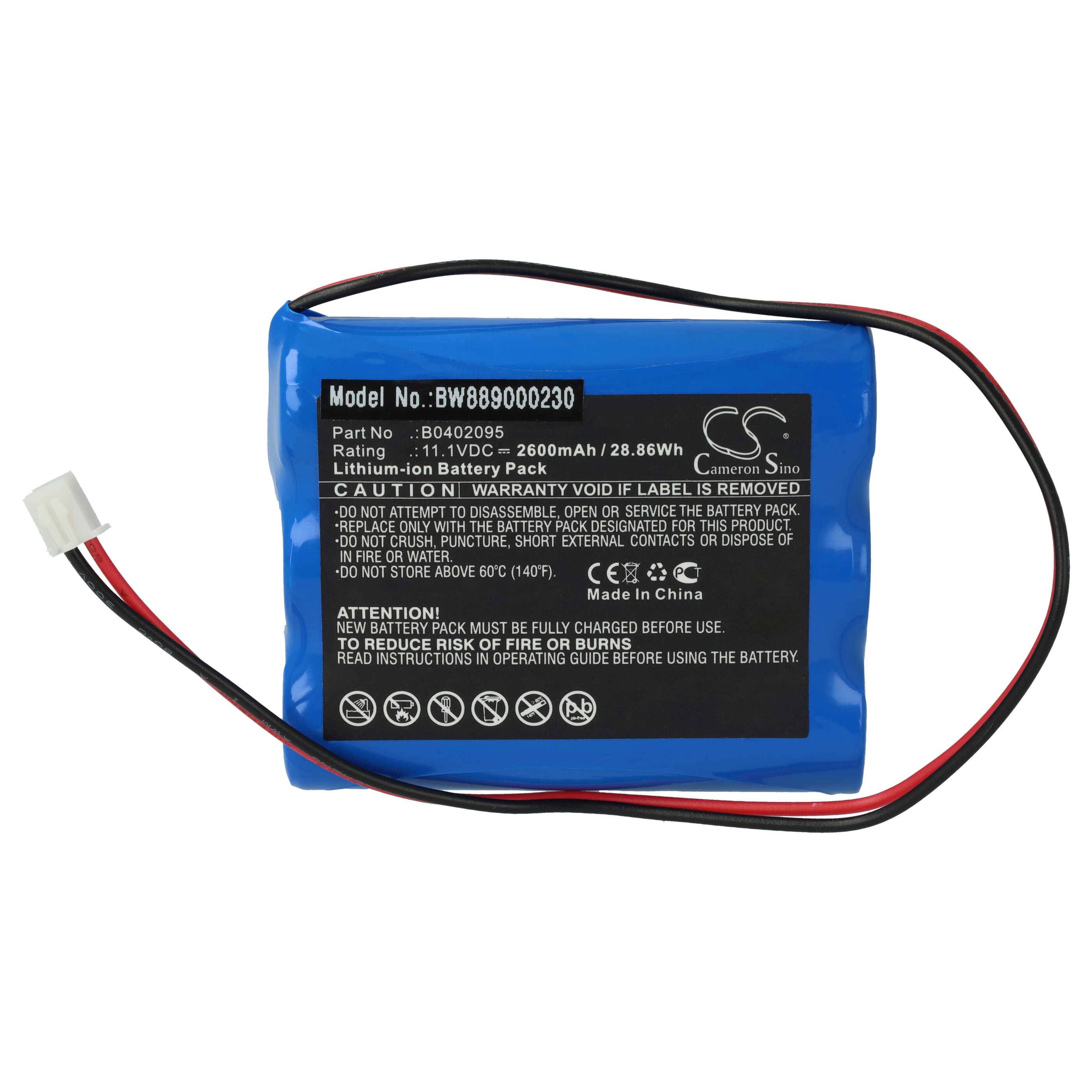 vhbw Akku kompatibel mit Medsonic MSCPR-1A Medizintechnik (2600mAh, 11,1V, Li-Ion)