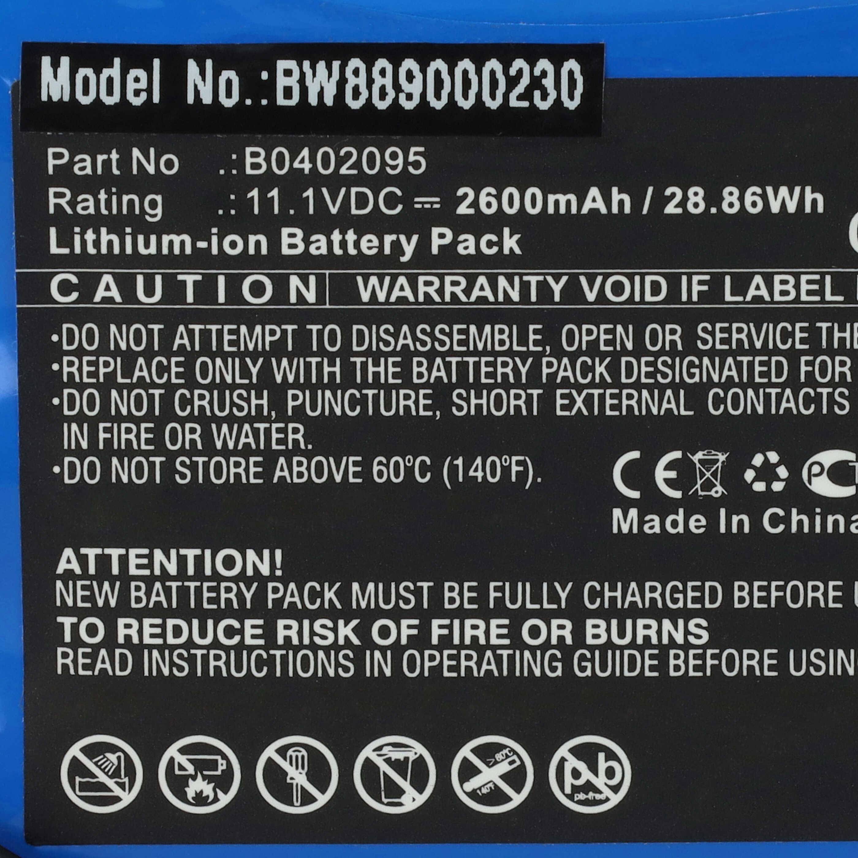 vhbw Akku kompatibel mit Medsonic MSCPR-1A Medizintechnik (2600mAh, 11,1V, Li-Ion)