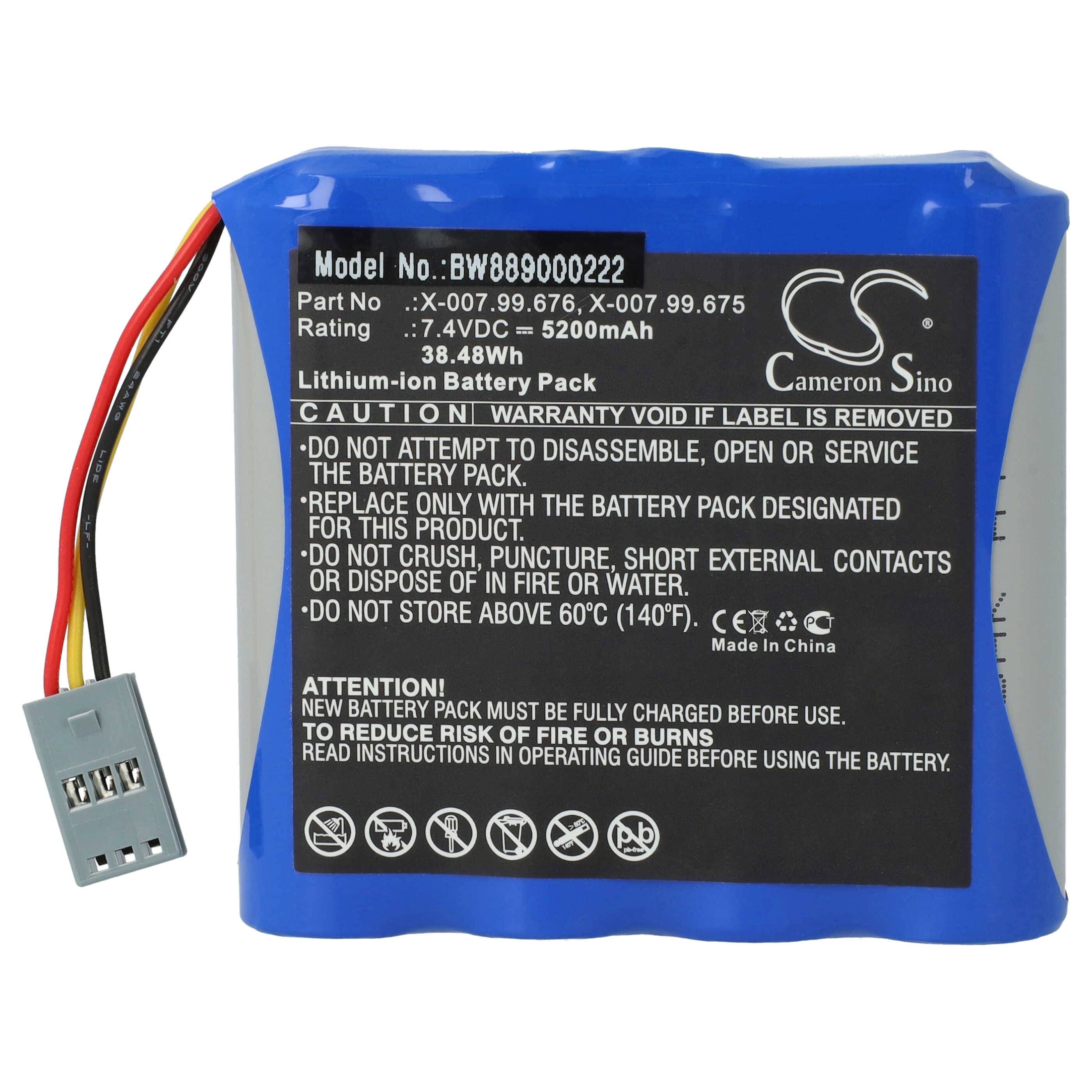 vhbw Akku Ersatz für Heine X-007.99.676, X-007.99.675 für Medizintechnik (5200 mAh, 7,4 V, Li-Ion)