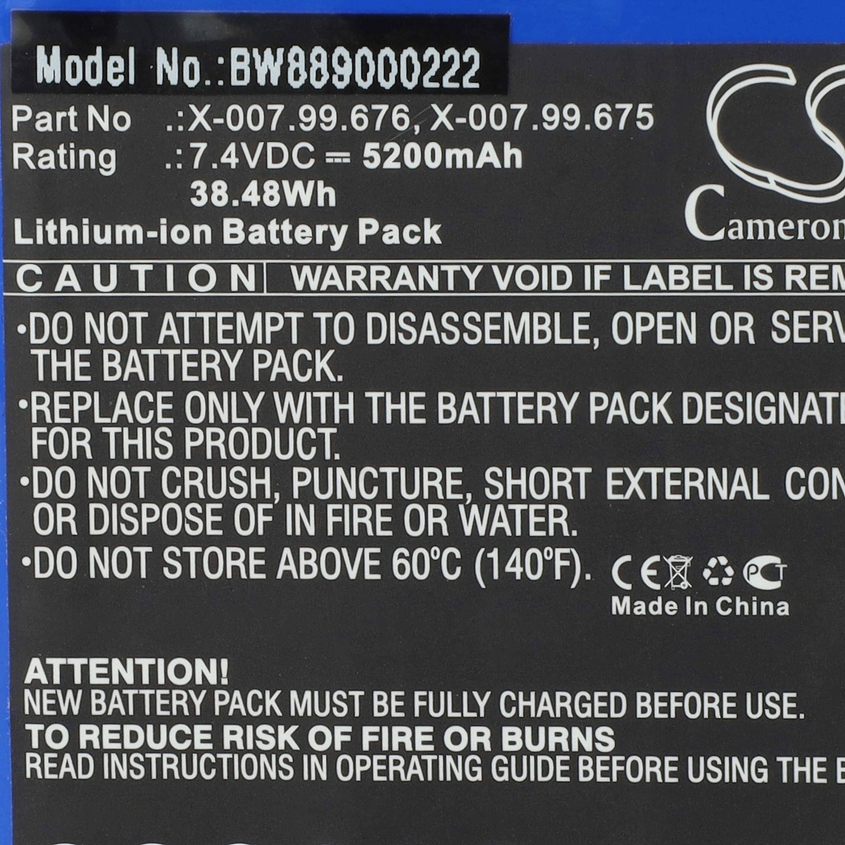 vhbw Akku Ersatz für Heine X-007.99.675, X-007.99.676 für Medizintechnik (5200mAh, 7,4V, Li-Ion)