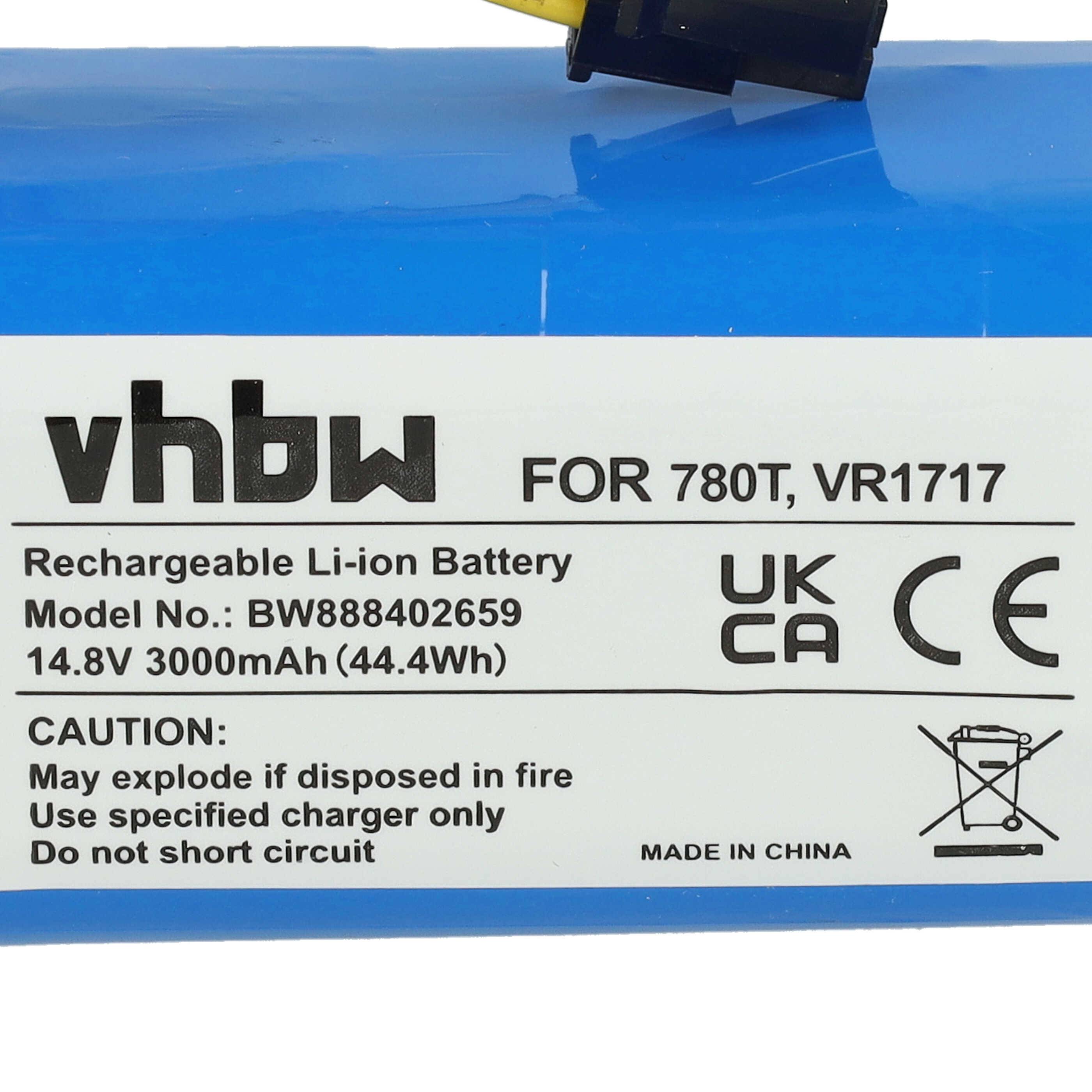 vhbw Akku kompatibel mit Sencor SRV4000, SRV 4000, SRV 4000GD-EU3, SRV4200, SRV 4200, SRV4250 Saugroboter (3000 mAh, 14,8 V, Li-Ion)
