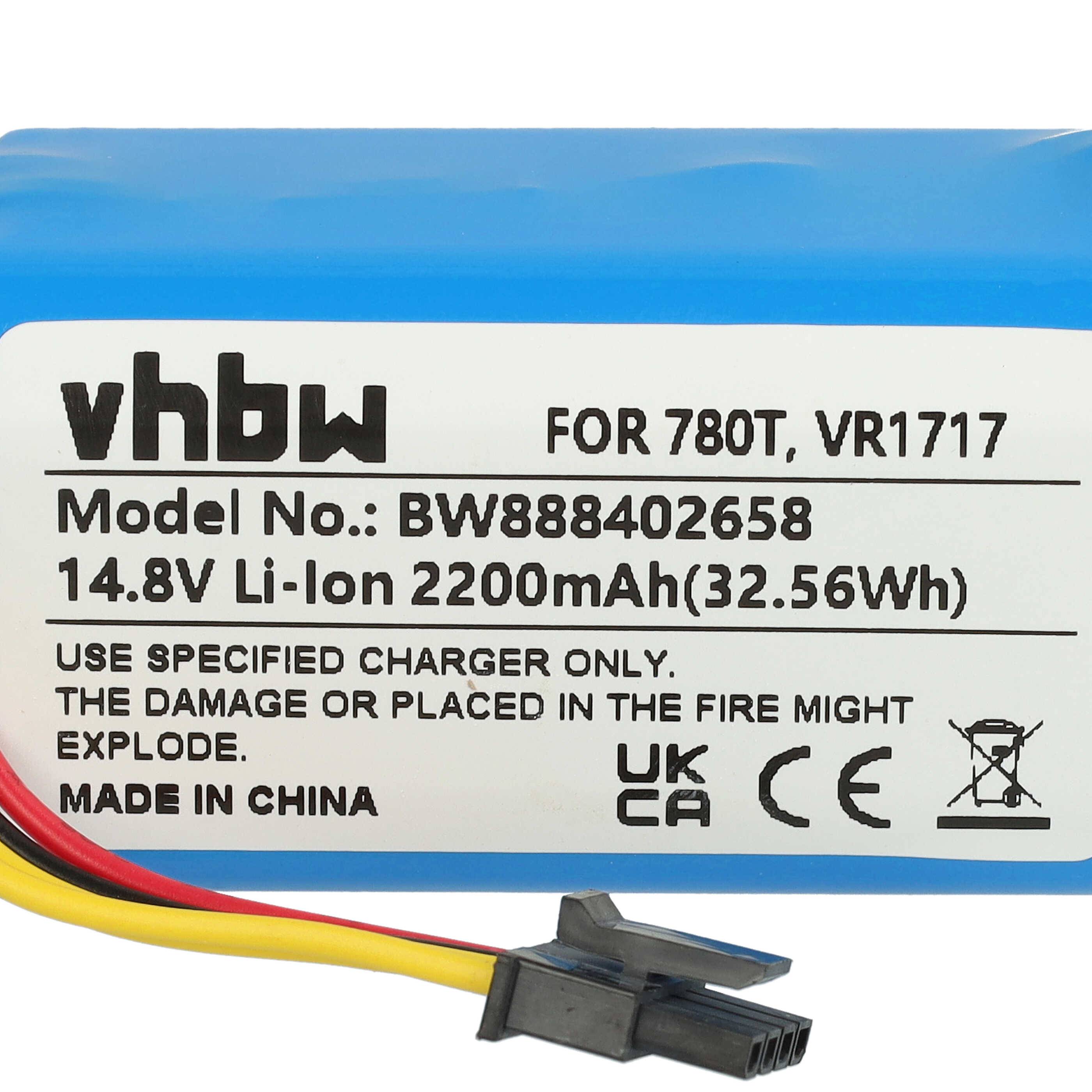 vhbw Akku kompatibel mit Blaupunkt BlueBot XSmart BPK-VCBB1XVB, BlueBot XSmart BPK-VCBB1XTE Saugroboter (2200 mAh, 14,8 V, Li-Ion)