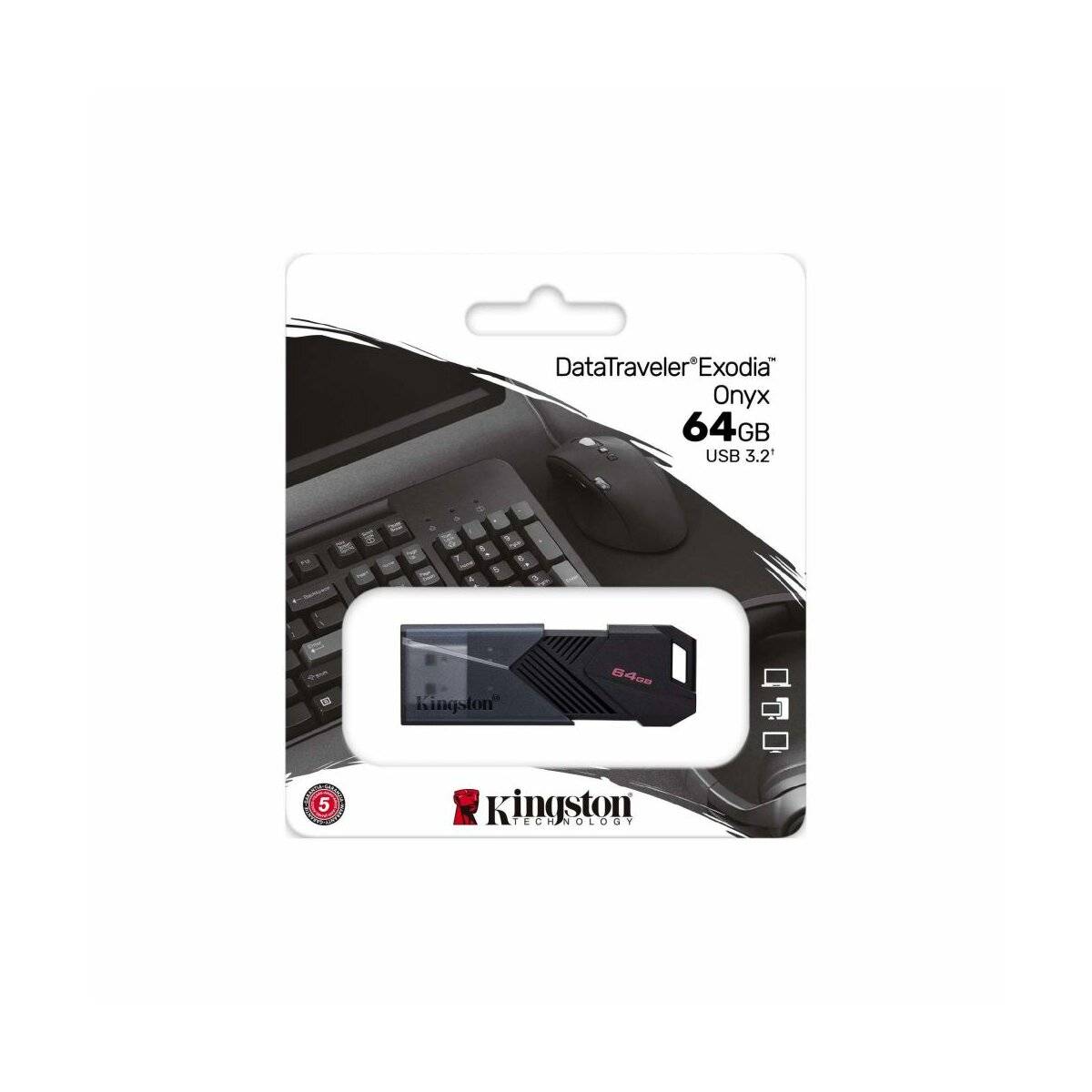 USB-Stick Schwarz - Kingston USB-Stick USB 3.2 Gen 1 DataTraveler Exodia Onyx 64GB