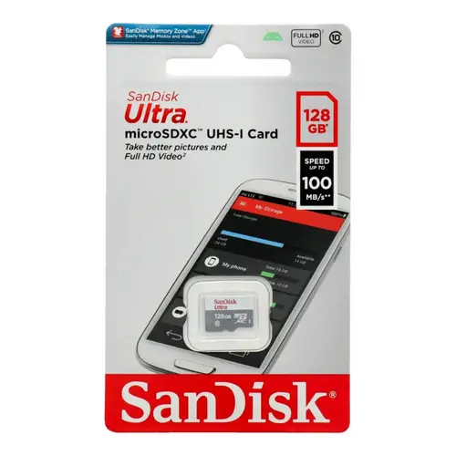 SANDISK Speicherkarte ULTRA microSDXC 128 GB 100MB/s Geschwindigkeitsklasse 10 SANDISK Speicherkarte ULTRA microSDXC 128 GB 100MB/s Geschwindigkeitsklasse 10
