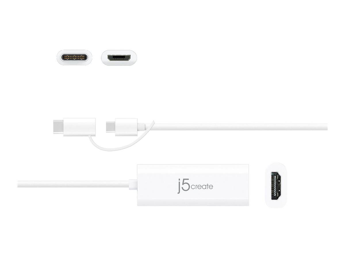 j5create JUA165C - Adapterkabel - 24 pin USB-C, 5-poliger USB Typ B männlich zu HDMI weiblich