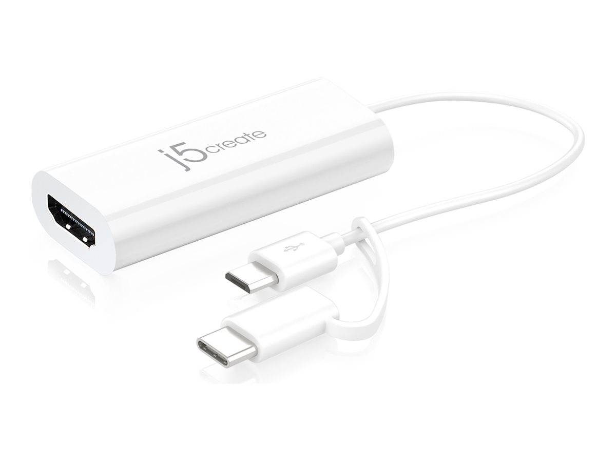 j5create JUA165C - Adapterkabel - 24 pin USB-C, 5-poliger USB Typ B männlich zu HDMI weiblich
