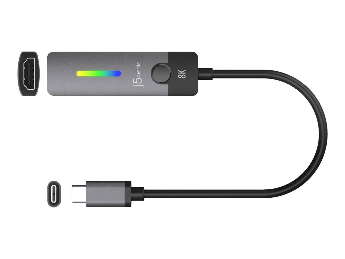 j5create JCA157 - Videoadapter - 24 pin USB-C männlich zu HDMI weiblich - Weltraum grau/schwarz - unterstützt 8K UHD (76