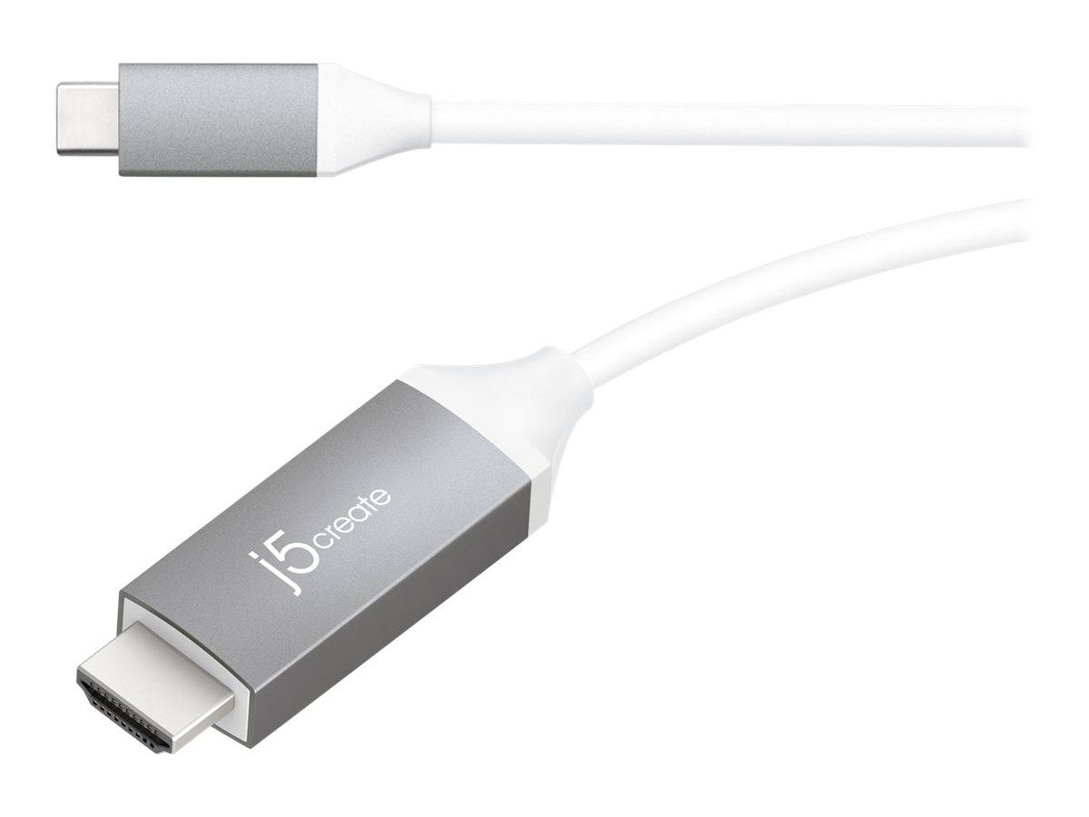 j5create JCC153G - Adapterkabel - 24 pin USB-C männlich zu HDMI männlich - 1.524 m - Grau - unterstützt 4K 60 Hz (3840 x