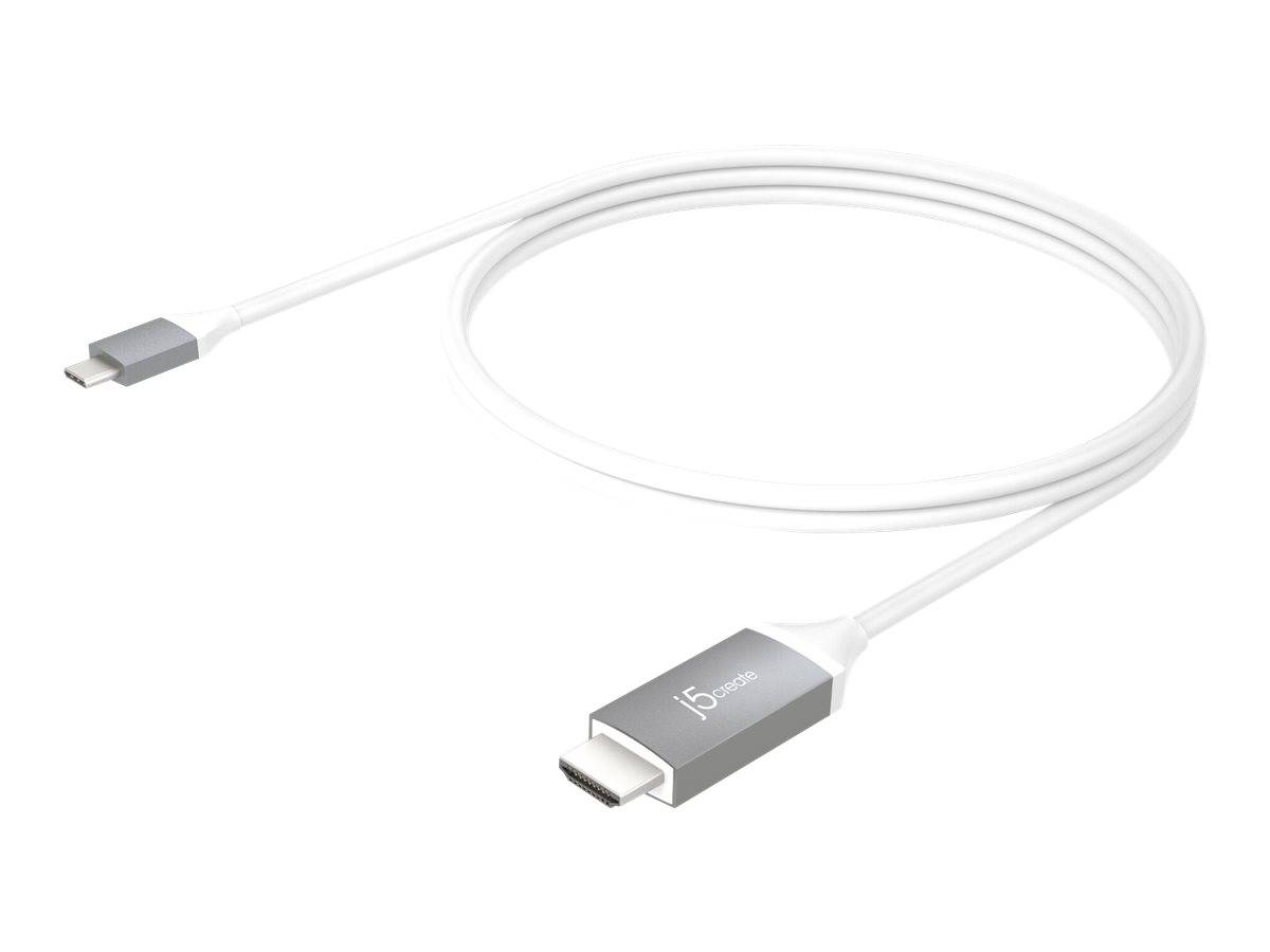 j5create JCC153G - Adapterkabel - 24 pin USB-C männlich zu HDMI männlich - 1.524 m - Grau - unterstützt 4K 60 Hz (3840 x