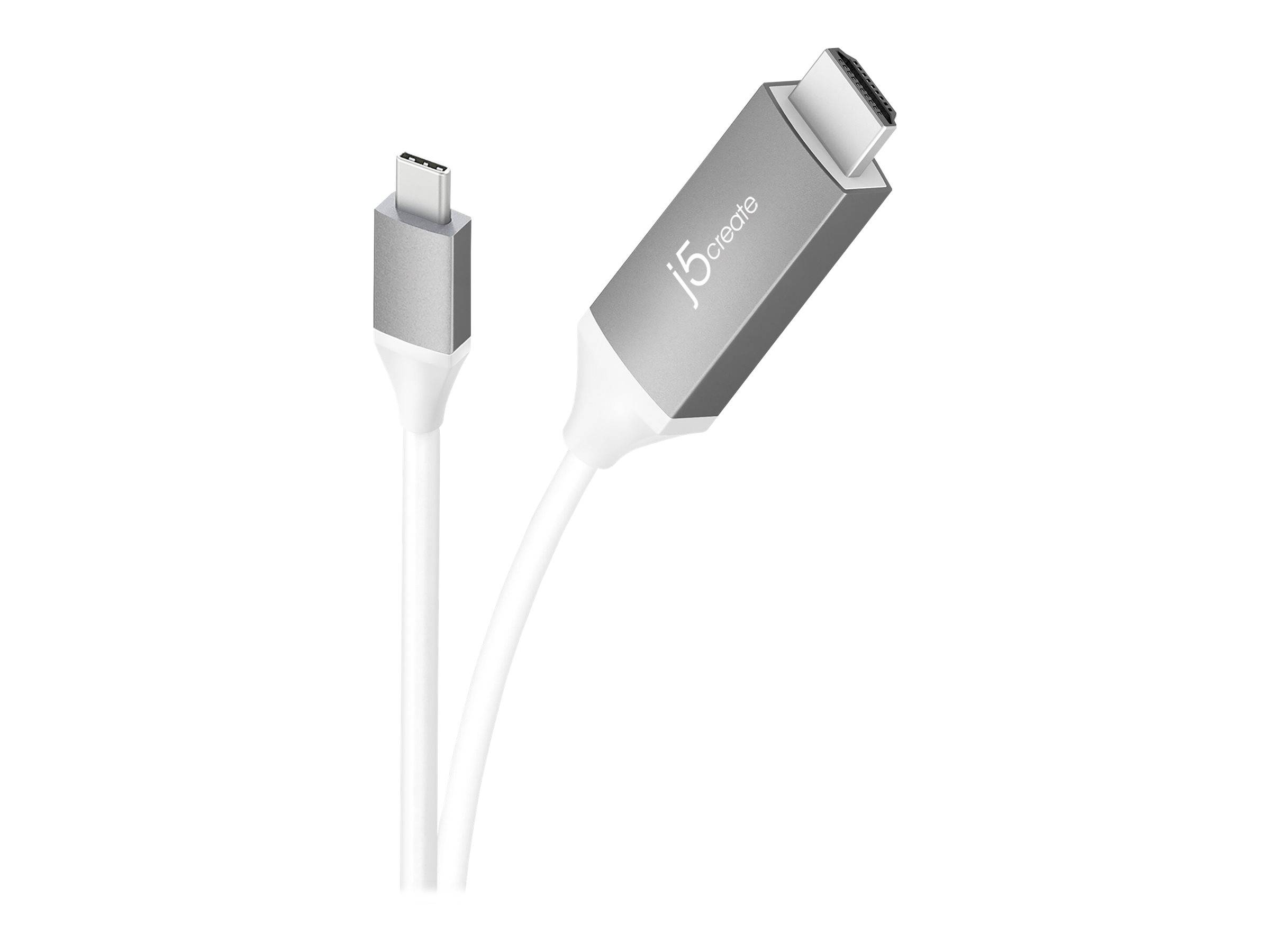 j5create JCC153G - Adapterkabel - 24 pin USB-C männlich zu HDMI männlich - 1.524 m - Grau - unterstützt 4K 60 Hz (3840 x