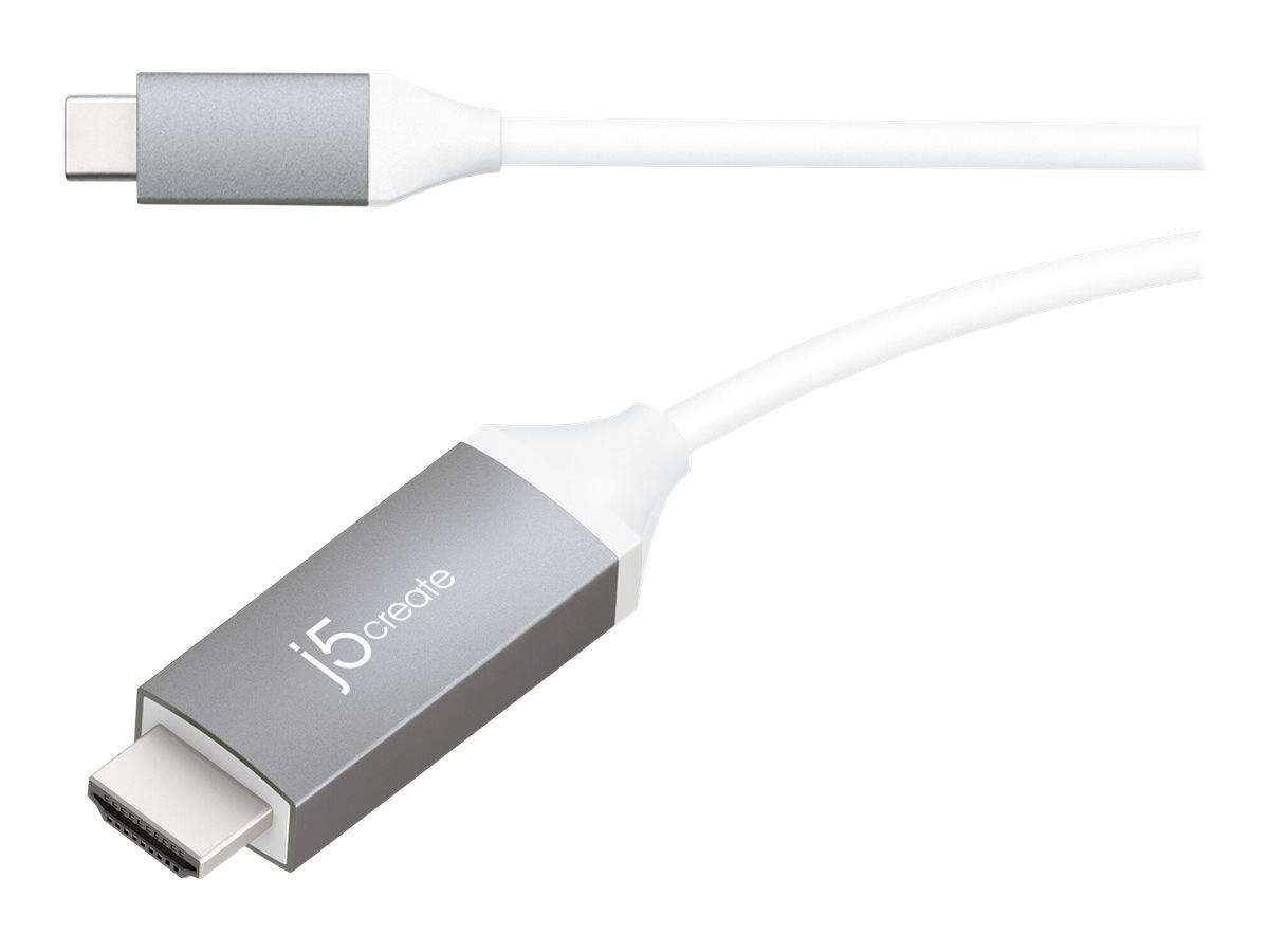 j5create JCC153G - Adapterkabel - 24 pin USB-C männlich zu HDMI männlich - 1.524 m - Grau - unterstützt 4K 60 Hz (3840 x