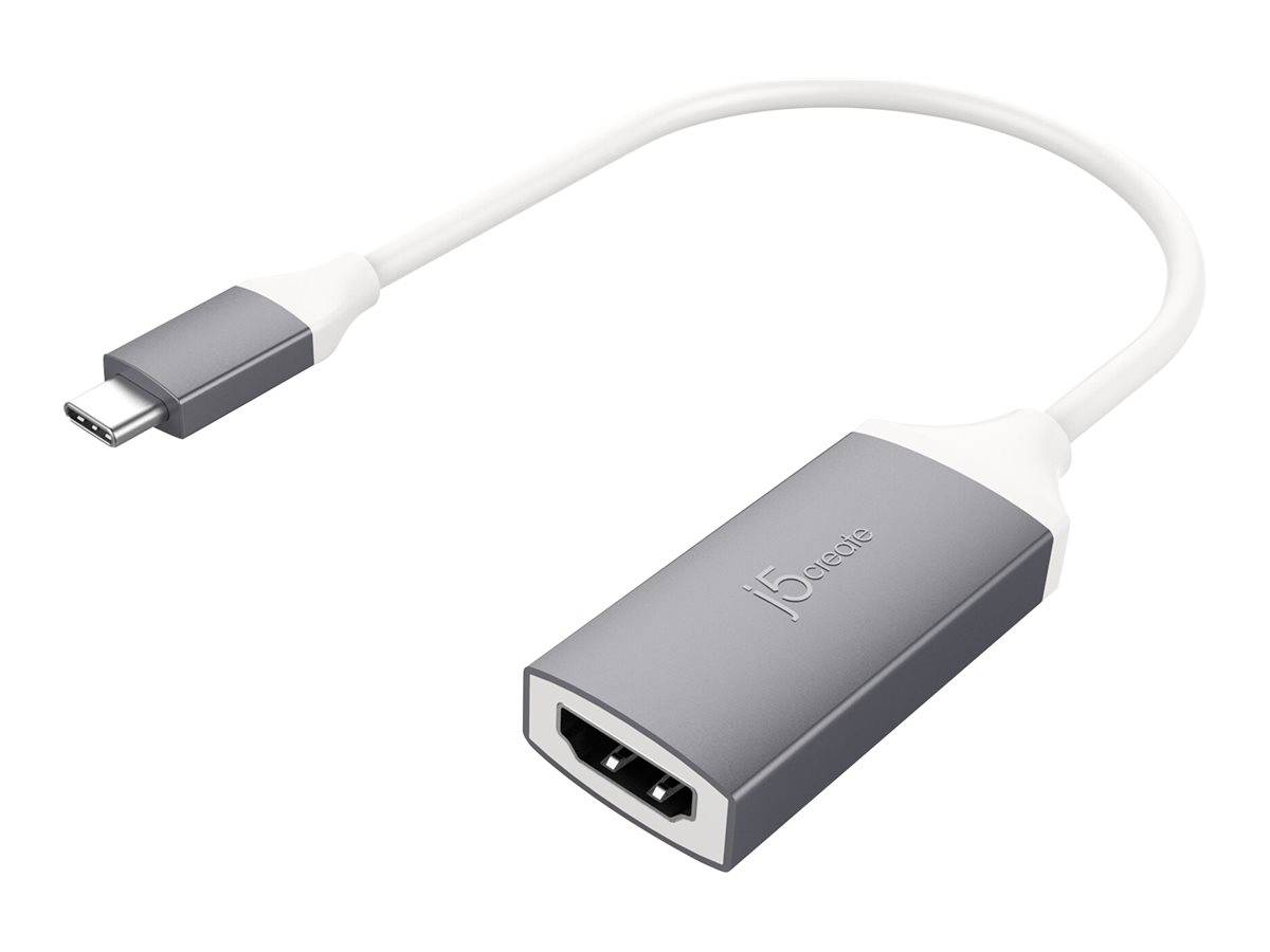 j5create JCA153G - Videoadapter - 24 pin USB-C männlich zu HDMI weiblich - 10 cm - abgeschirmt - weiß, Space-grau - unte