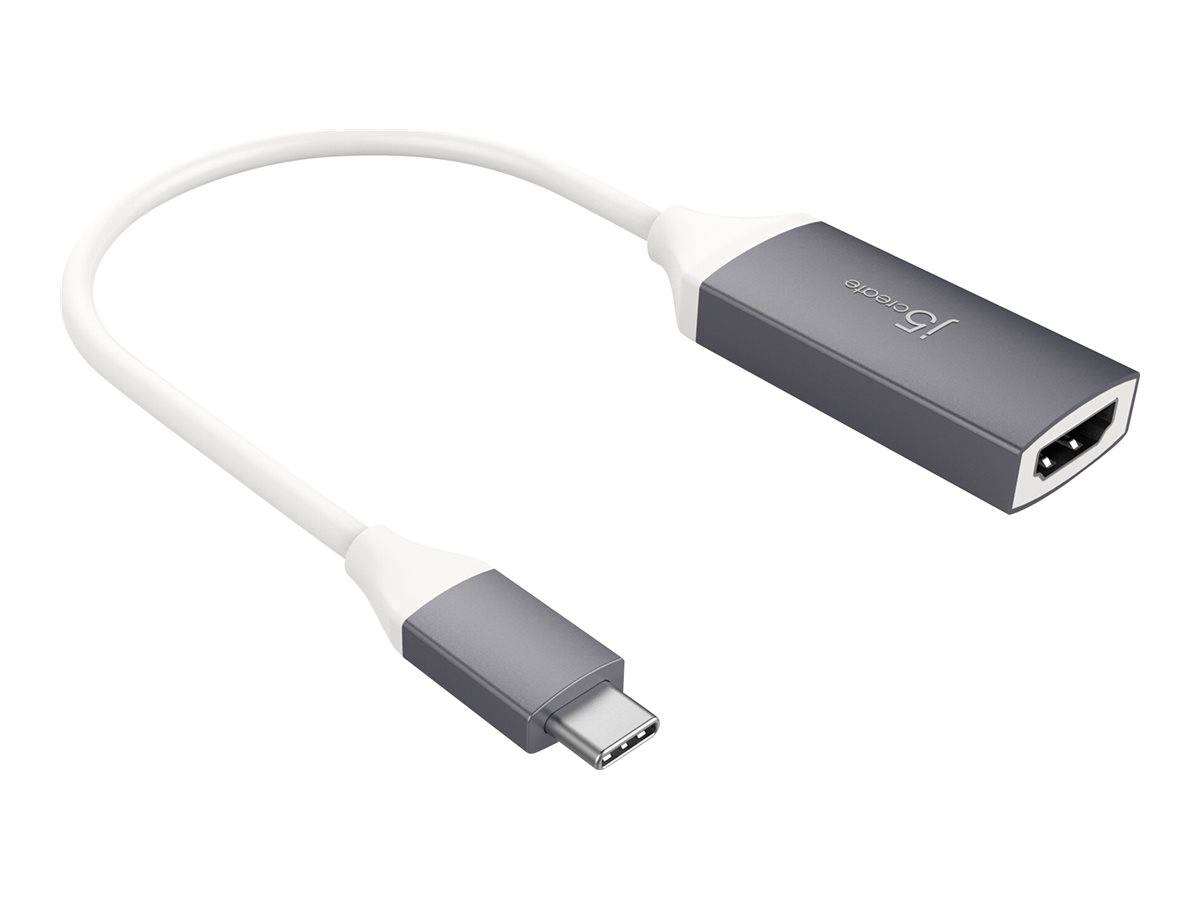 j5create JCA153G - Videoadapter - 24 pin USB-C männlich zu HDMI weiblich - 10 cm - abgeschirmt - weiß, Space-grau - unte