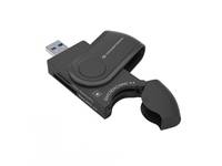 Schwarzer USB-Wireless-Adapter mit einer klappbaren Ausziehantenne, gezeigt auf weißem Hintergrund.