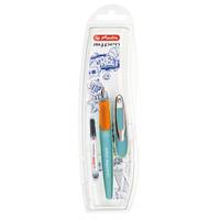 Herlitz my.pen, Orange, Türkis, Kartuschenfüllsystem, Blau, Medium, Sichtverpackung, 1 Stück(e)