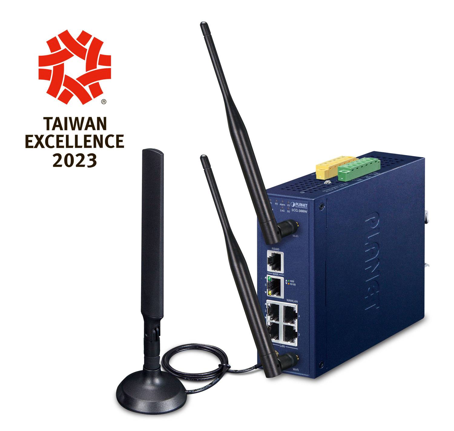 Planet Industrial 5-Port GE LoRaWAN WLAN Gateway LCG-300W-EU - Blau - Metall - D