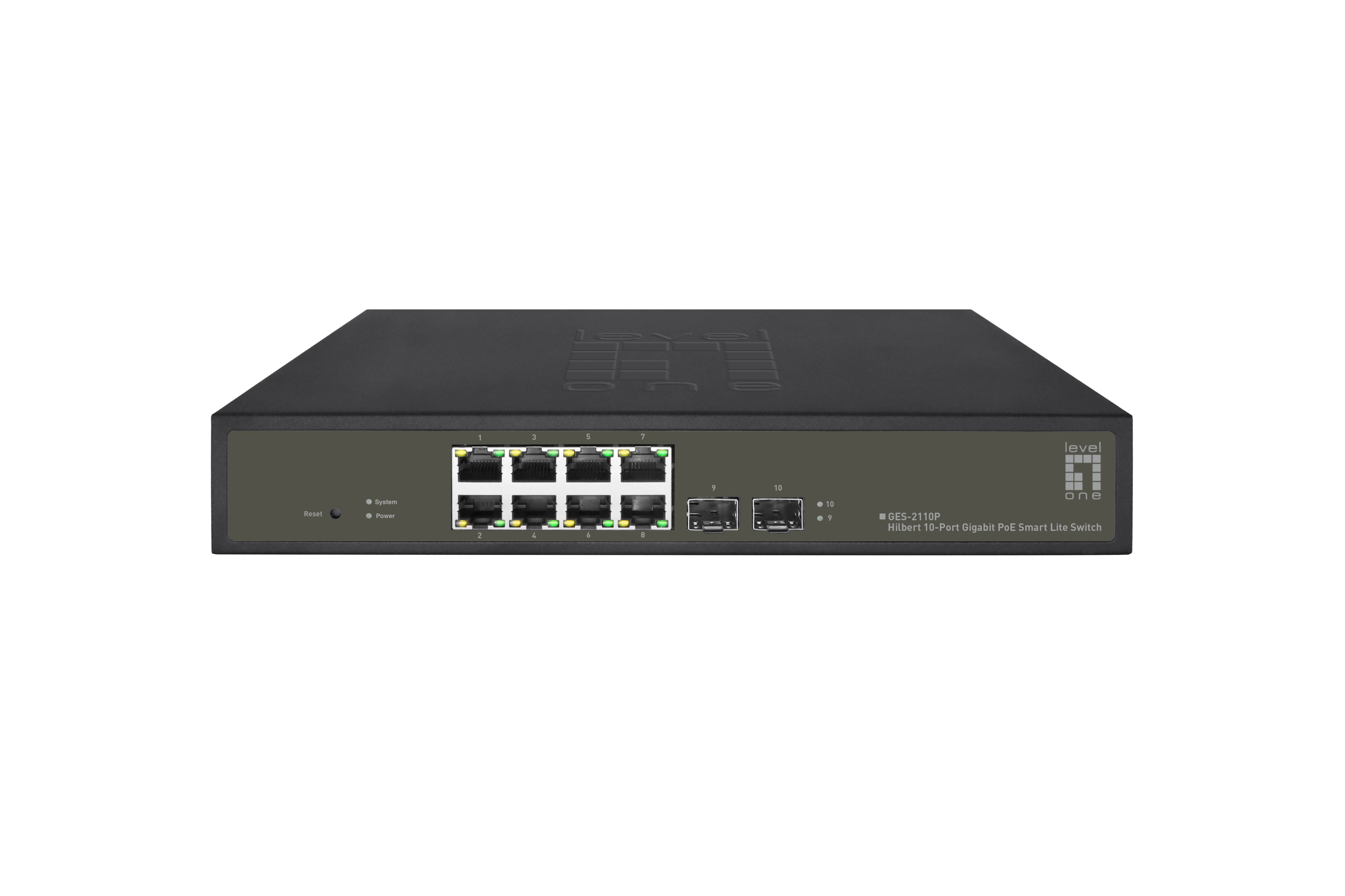 LevelOne Hilbert 10-Port Gigabit PoE Smart Lite Switch - 8 PoE Ausgänge - 2 x Gigabit SFP - 802.3at/af PoE - 130W PoE-Leistungsbudget - Managed - L2