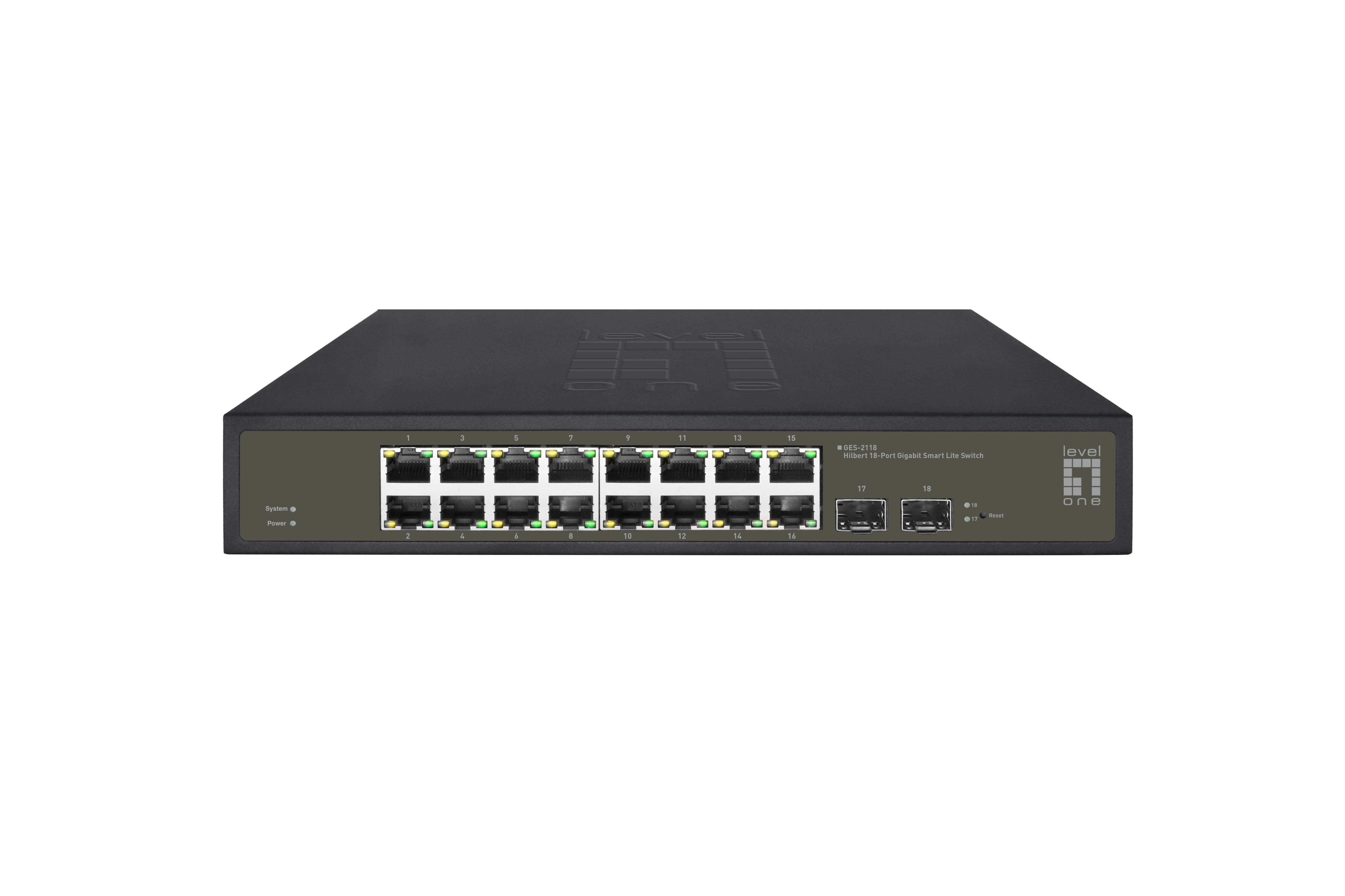 LevelOne Hilbert 18-Port Gigabit Smart Lite Switch - 16 x Gigabit RJ45 - 2 x Gigabit SFP - Managed - L2 - Gigabit Ethernet (10/100/1000)