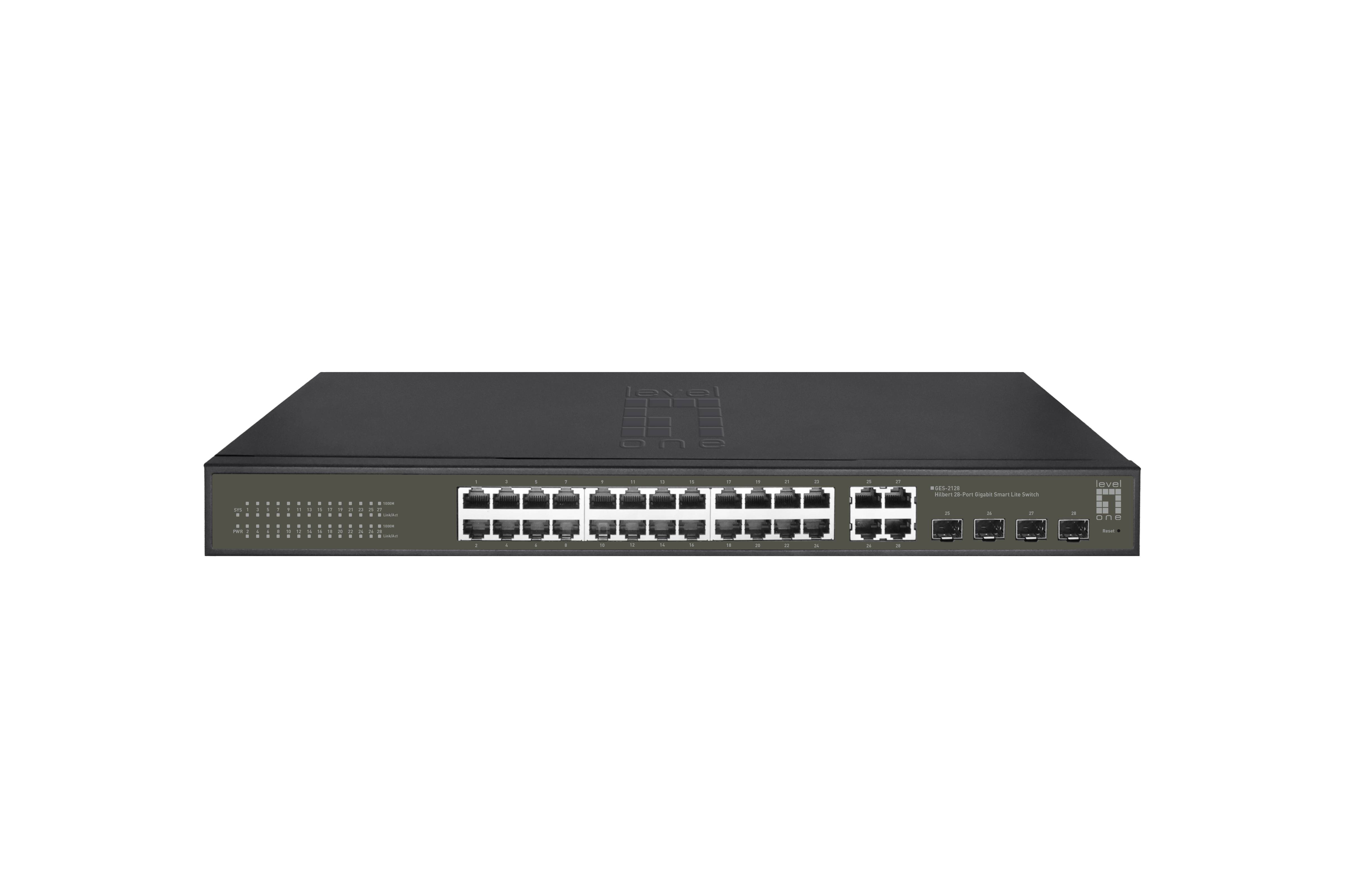 LevelOne Hilbert 28-Port Gigabit Smart Lite Switch - 24 x Gigabit RJ45 - 4 x Gigabit SFP/RJ45 Combo - Managed - L2 - Gigabit Ethernet (10/100/1000)