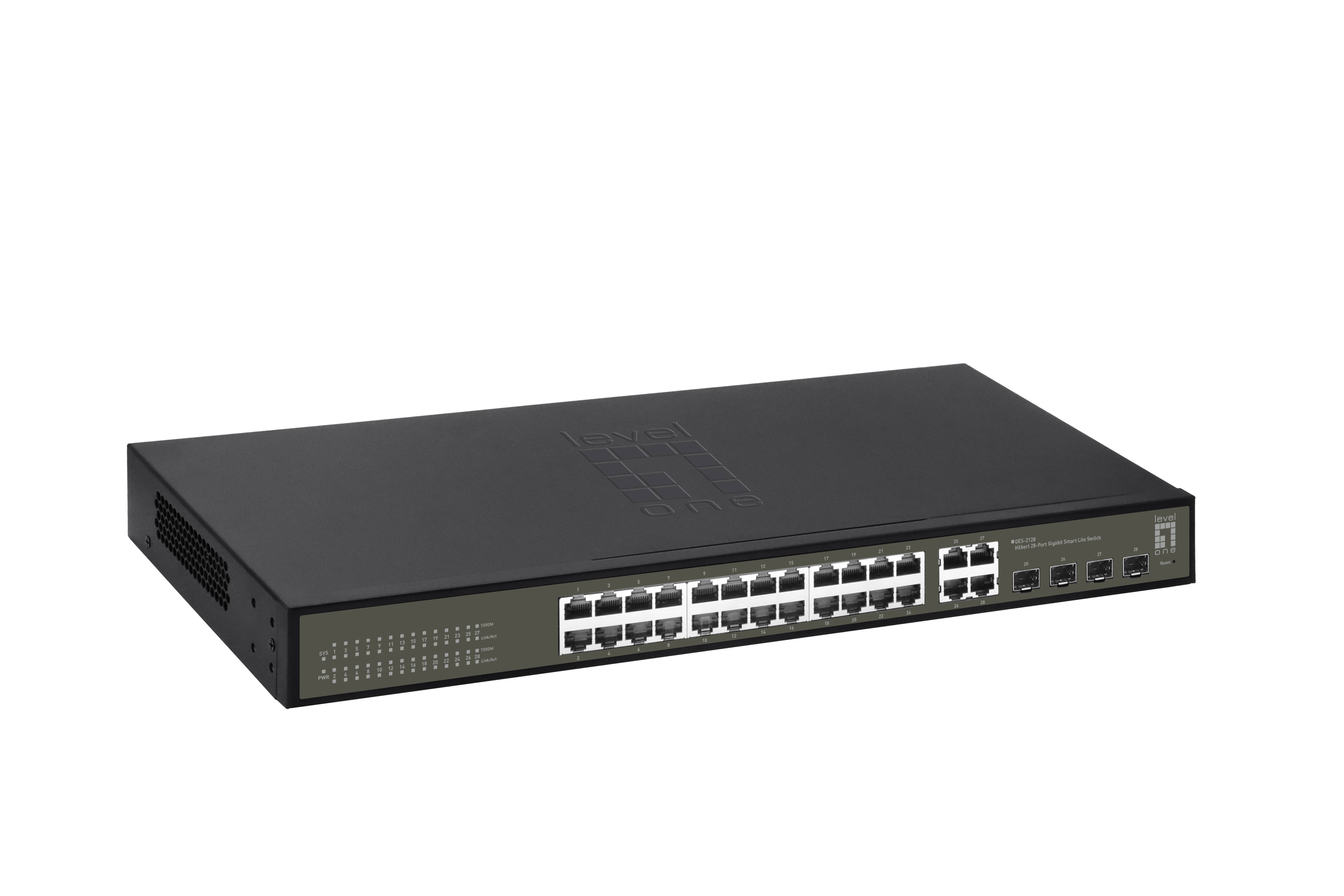 LevelOne Hilbert 28-Port Gigabit Smart Lite Switch - 24 x Gigabit RJ45 - 4 x Gigabit SFP/RJ45 Combo - Managed - L2 - Gigabit Ethernet (10/100/1000)