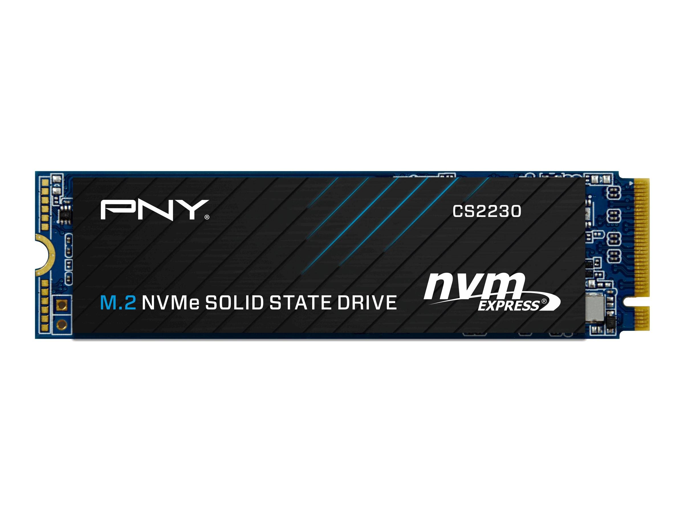 PNY CS2230 M.2 NVMe Solid-State-Drive auf weißem Hintergrund abgebildet.