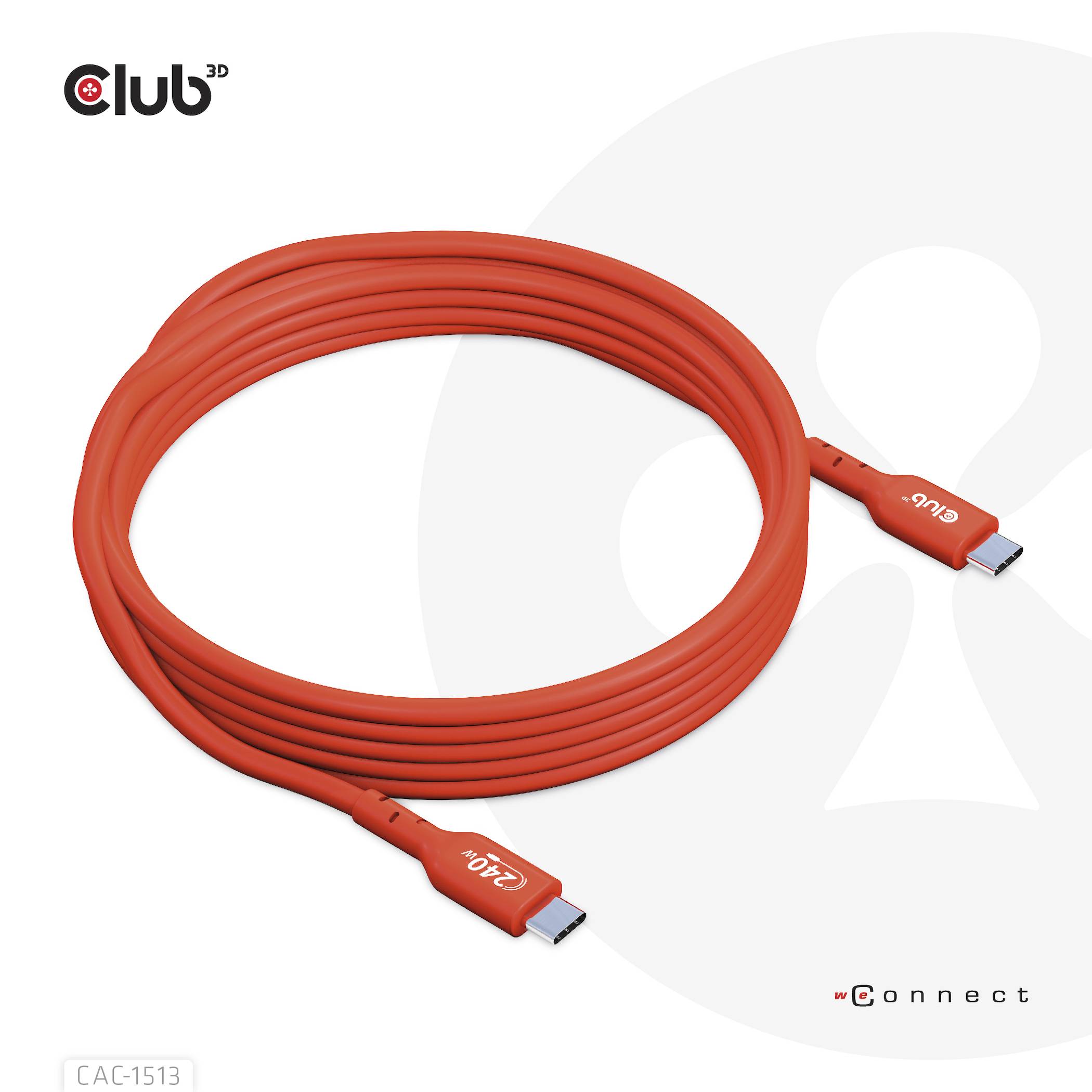 Club 3D USB-Kabel - 24 pin USB-C (M) zu 24 pin USB-C (M) - 48 V - 5 A - 3 m - bi