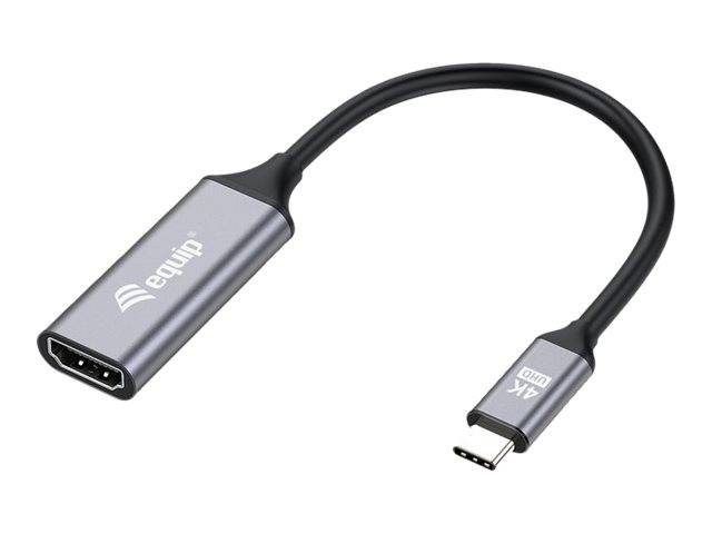 equip - Adapterkabel - 24 pin USB-C männlich zu HDMI weiblich - 15 cm - Grau - unterstützt 4K 60 Hz (3840 x 2160)