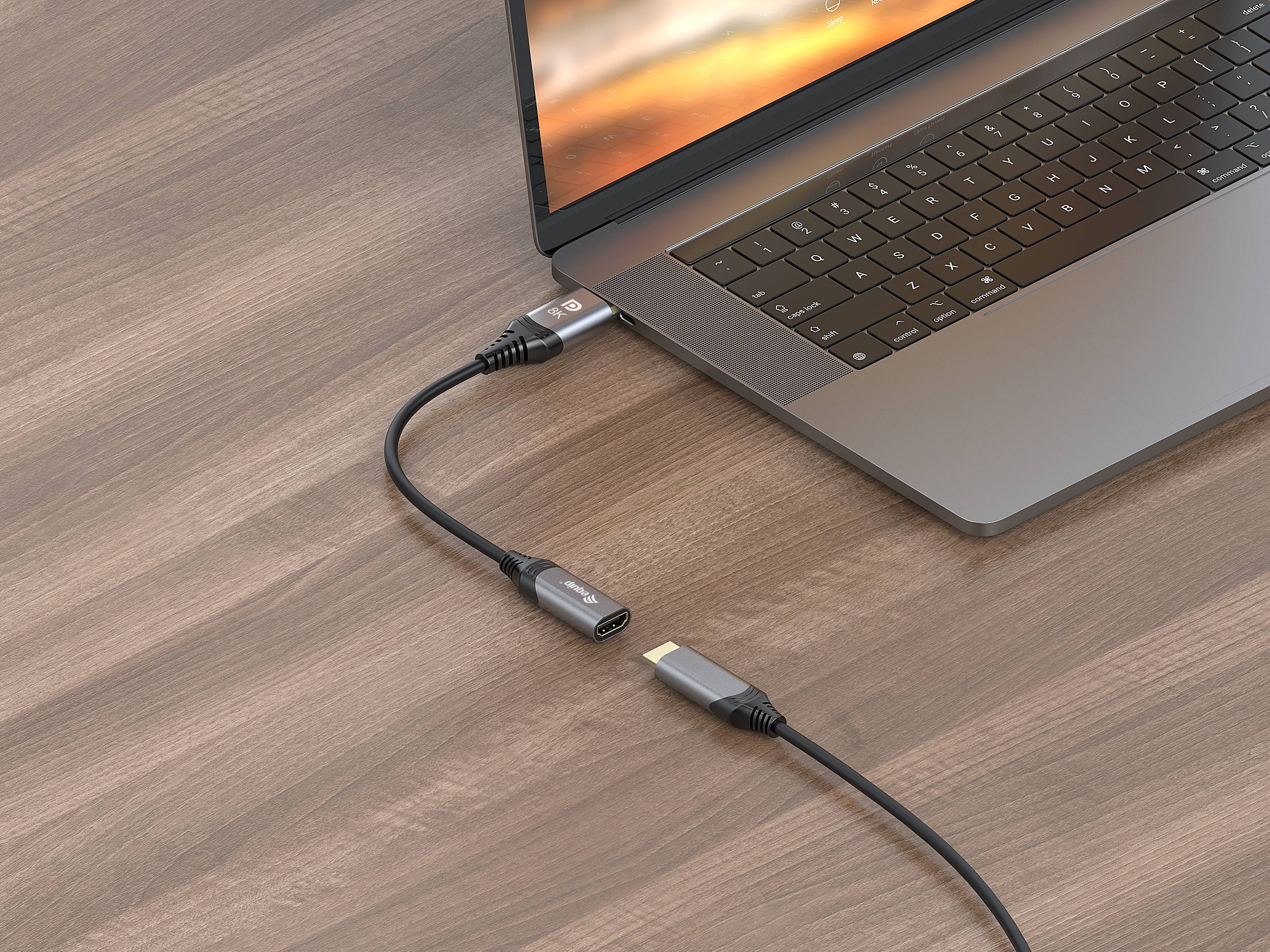 Equip Adapterkabel - DisplayPort männlich zu HDMI weiblich - 15 cm - Grau - 8K60Hz (7680 x 4320)