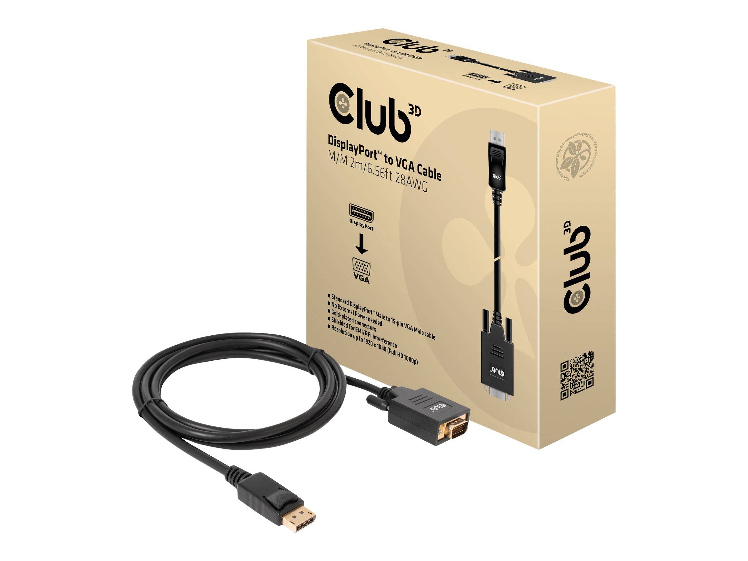 Club 3D Adapterkabel - DisplayPort (M) zu HD-15 (VGA) - (M) - 2 m - 1080p-Unters