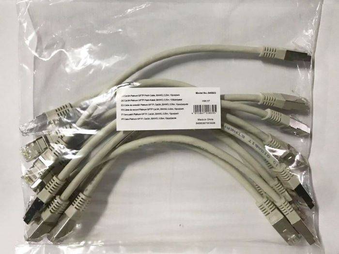 Equip Cat.6A Platinum S/FTP Patchkabel - Grau - 0.25m - 10pcs/set - 0,25 m - Cat6a - S/FTP (S-STP) - RJ-45 - RJ-45 - Grau