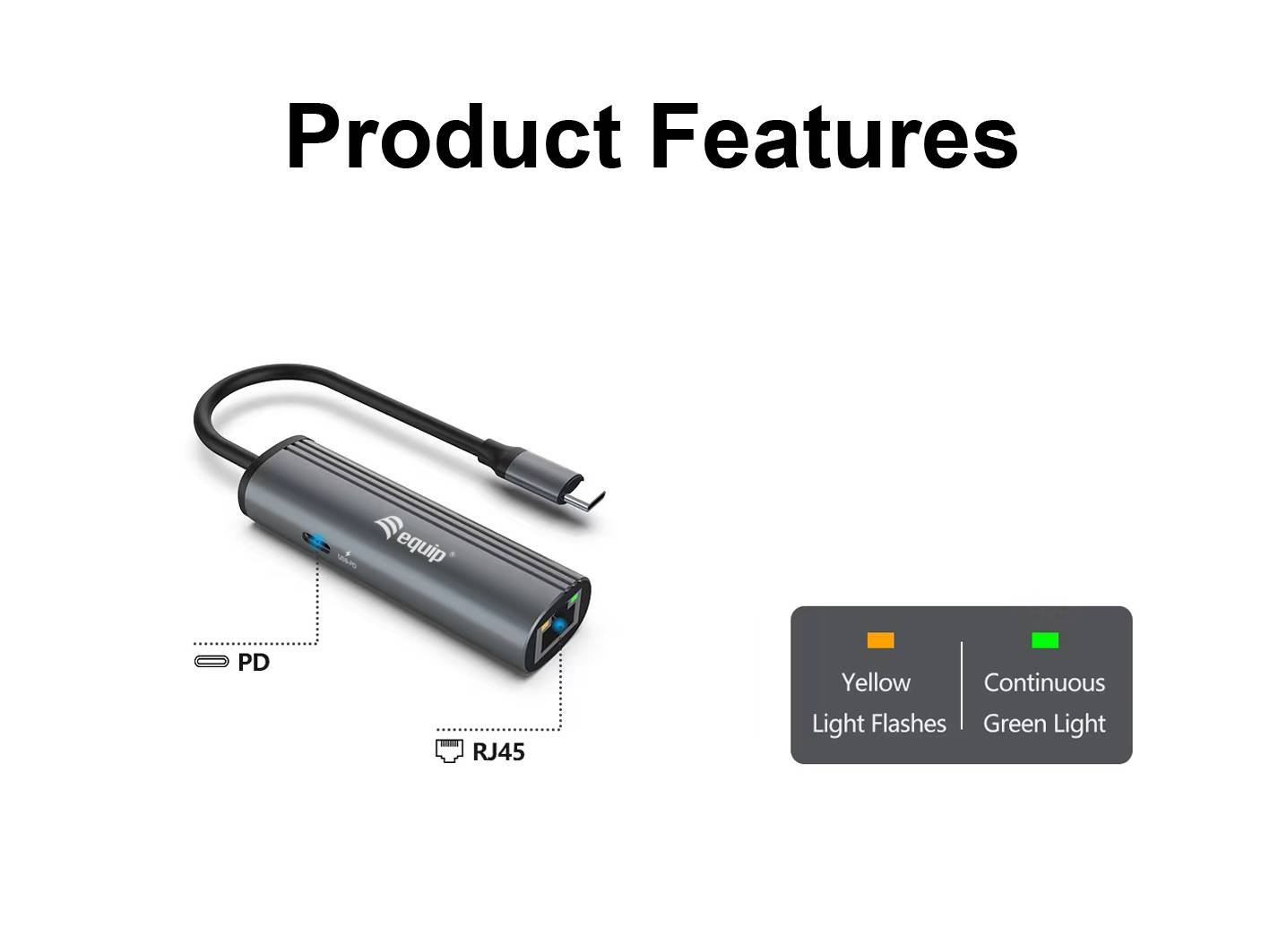 Equip USB-C-auf-RJ45-Gigabit-Netzwerk + PD-Adapter - USB Typ-C - 100 W - 10,100,1000 Mbit/s - Schwarz - Grau - RJ-45 - USB 3.2 Gen 1 (3.1 Gen 1)