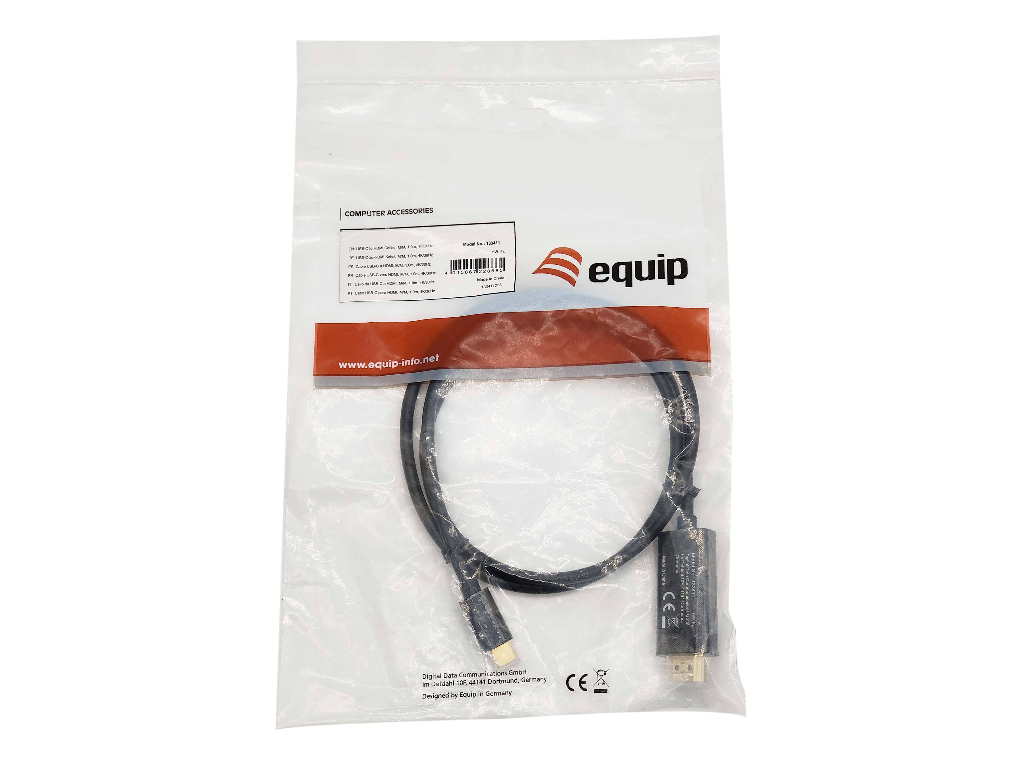 Equip USB-C auf HDMI Kabel - M/M - 1.0m - 4K/30Hz - 1 m - USB Typ-C - HDMI Typ A (Standard) - Männlich - Männlich - Gerade