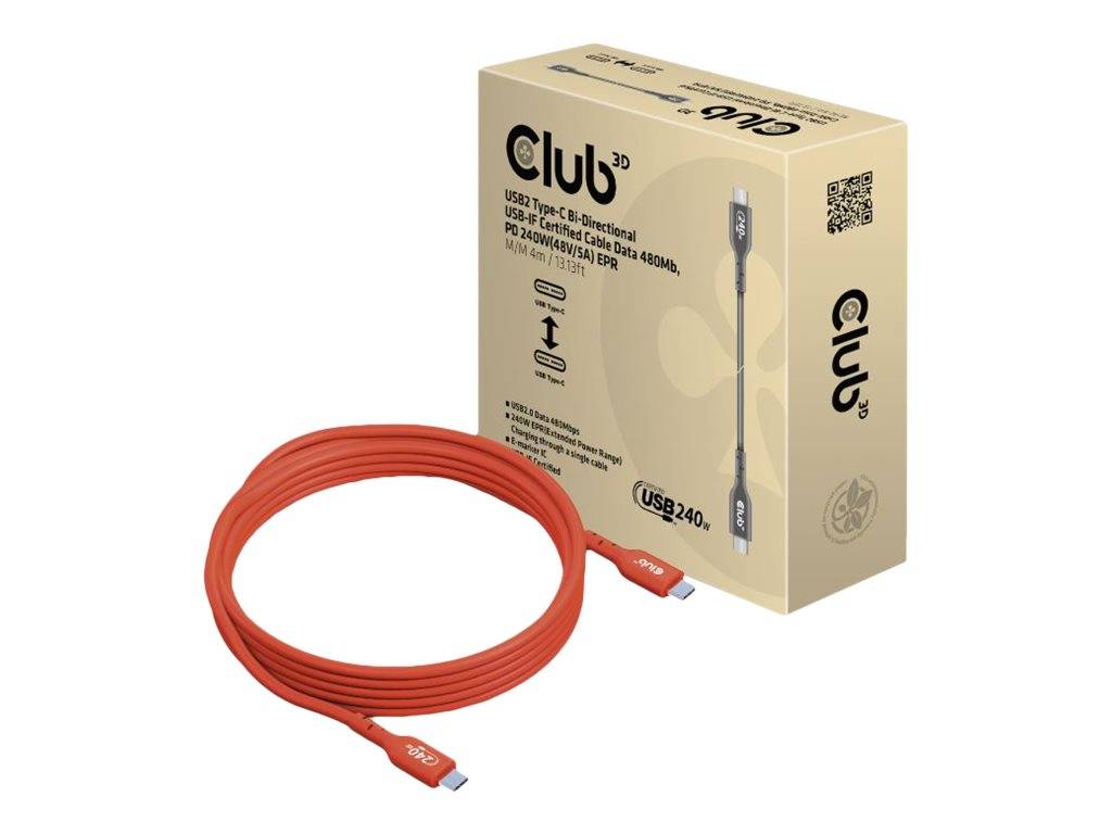 Club 3D USB-Kabel - 24 pin USB-C (M) zu 24 pin USB-C (M) - USB 2.0 - 48 V - 5 A