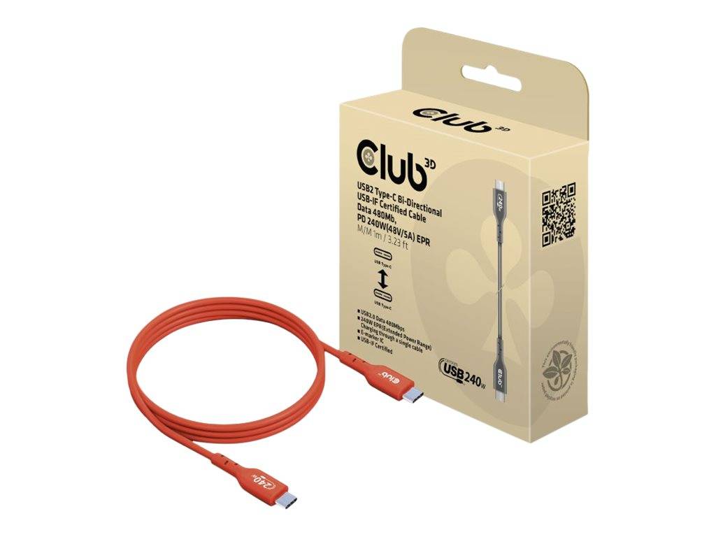 Club 3D USB-Kabel - 24 pin USB-C (M) zu 24 pin USB-C (M) - USB 2.0 - 48 V - 5 A