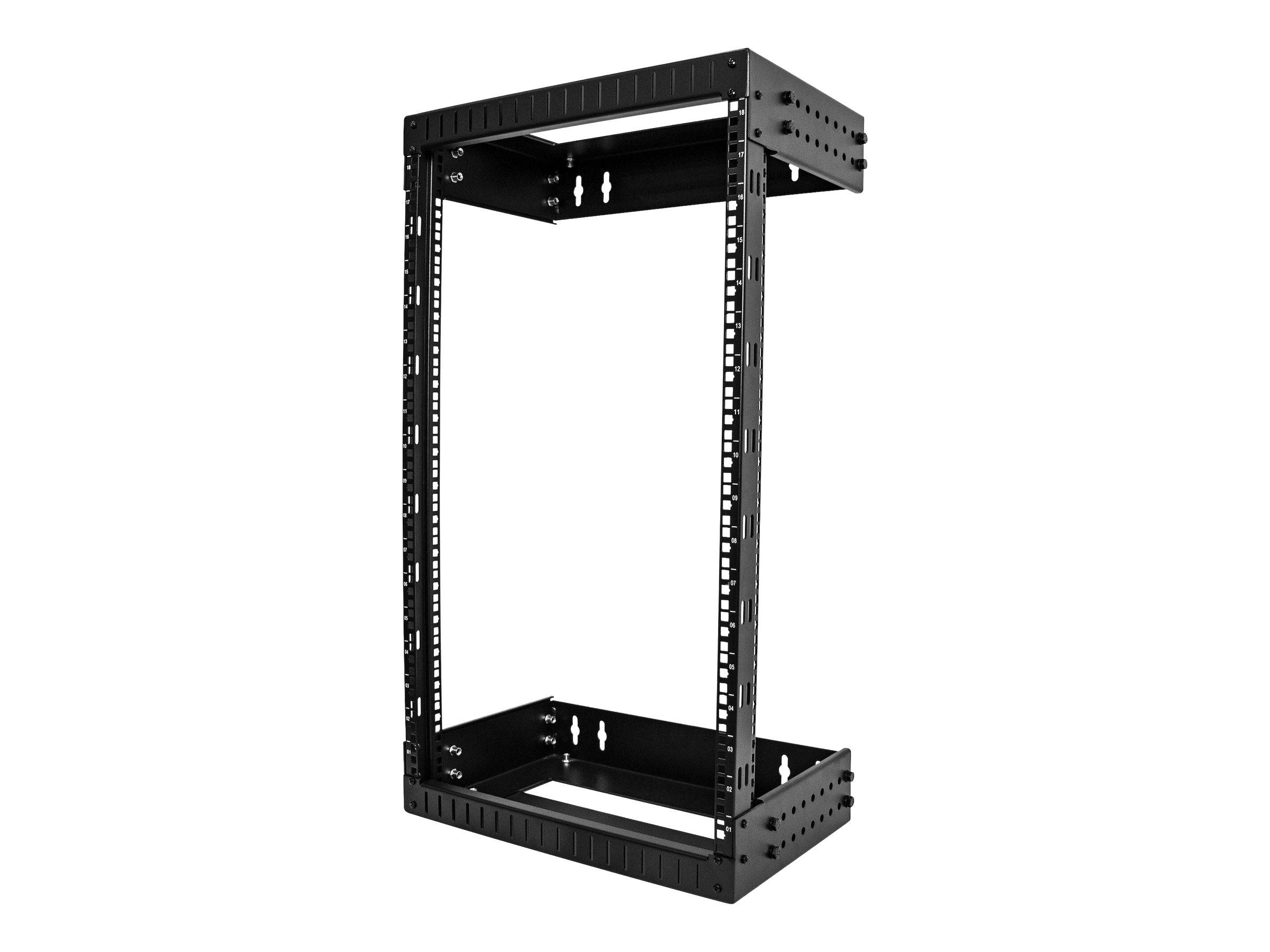 StarTech.com 18HE Netzwerkschrank 19 Zoll für Wandmontage - Einstellbare Tiefe 30 - 50 cm - 2 Pfosten Open Frame Servers