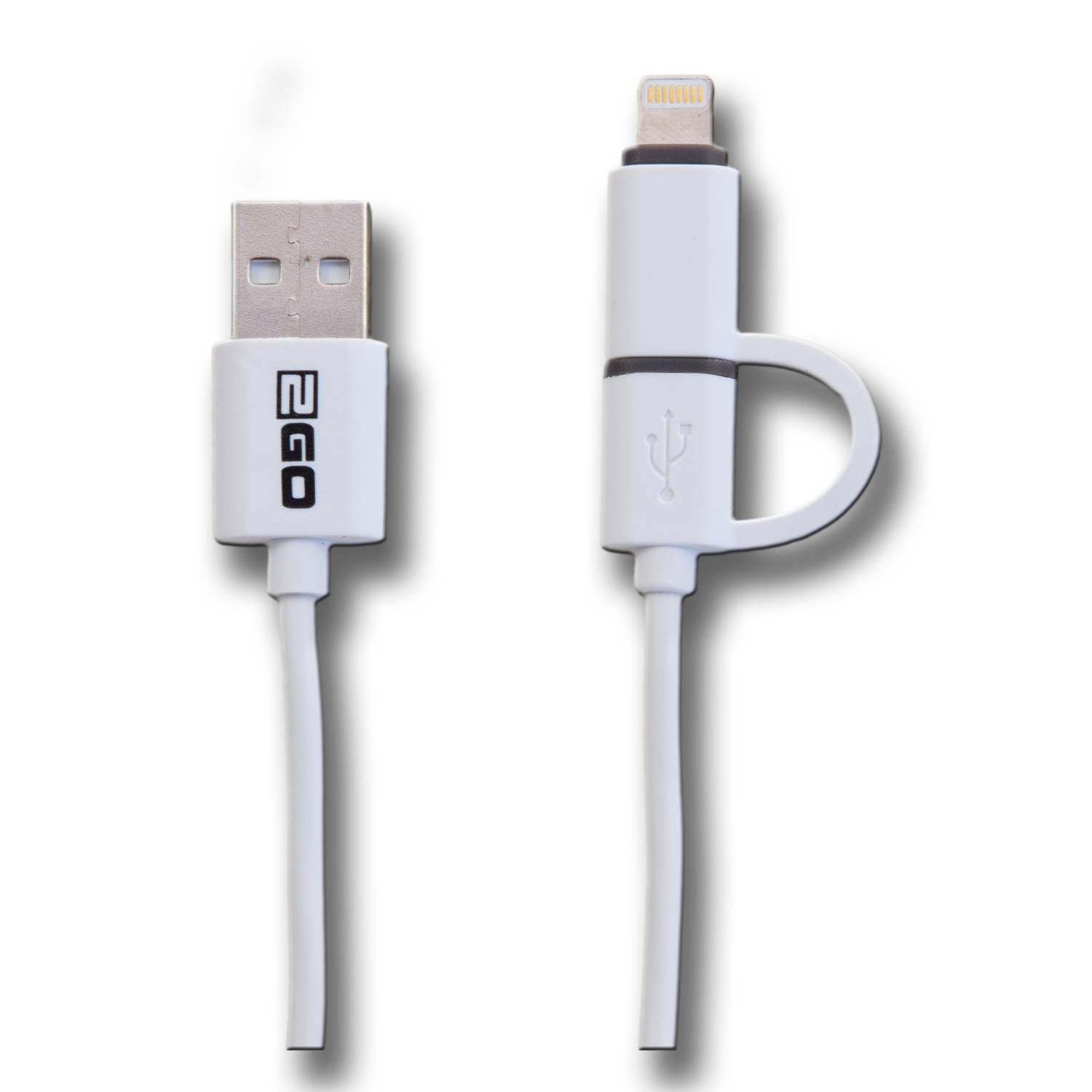 2GO 795637 - 1 m - USB A - Micro-USB B/Lightning - Weiß - 2 in 1 USB Datenkabel