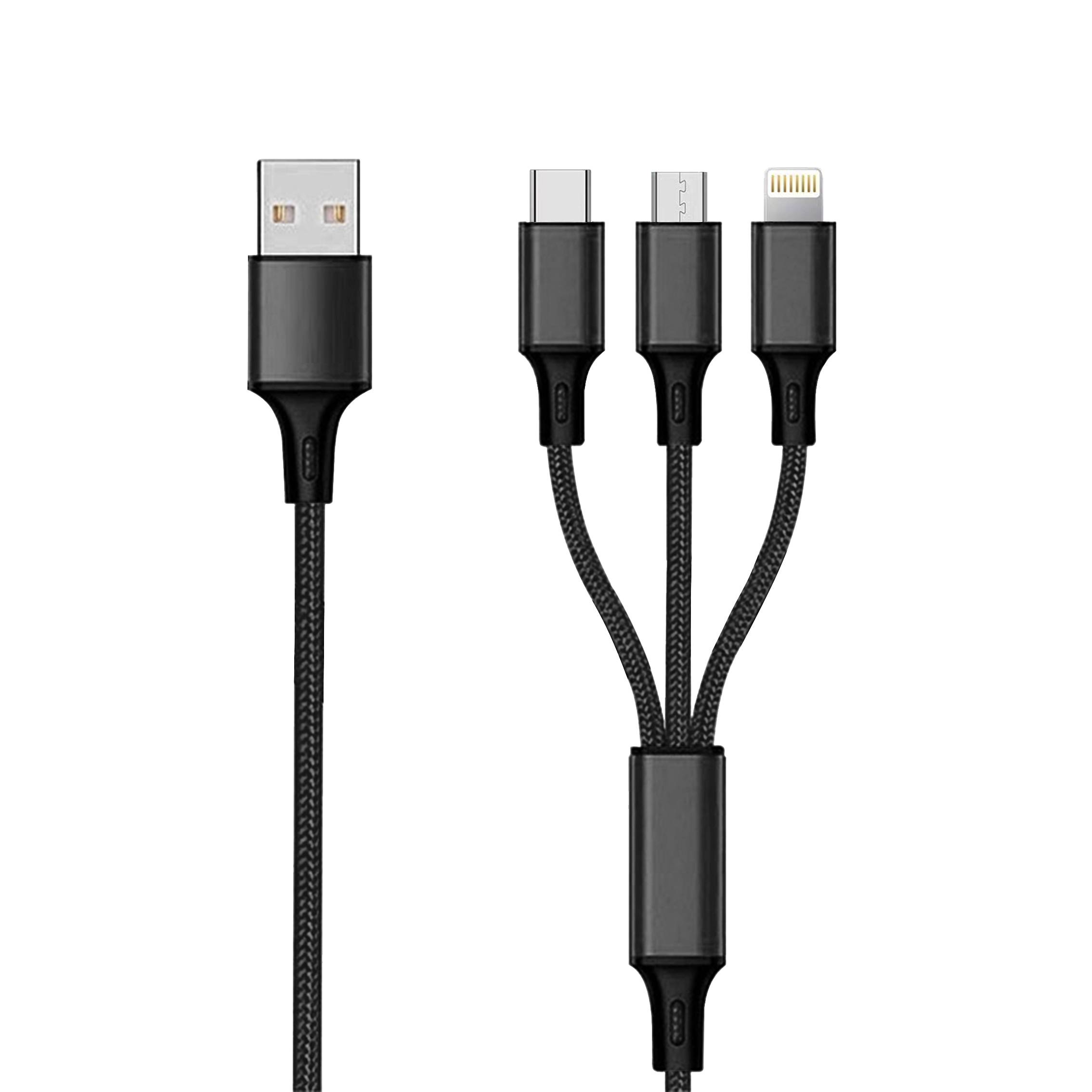 2GO 797154 - 3 m - USB B - USB C/Micro-USB B/Lightning - Schwarz - in 1 USB Lade