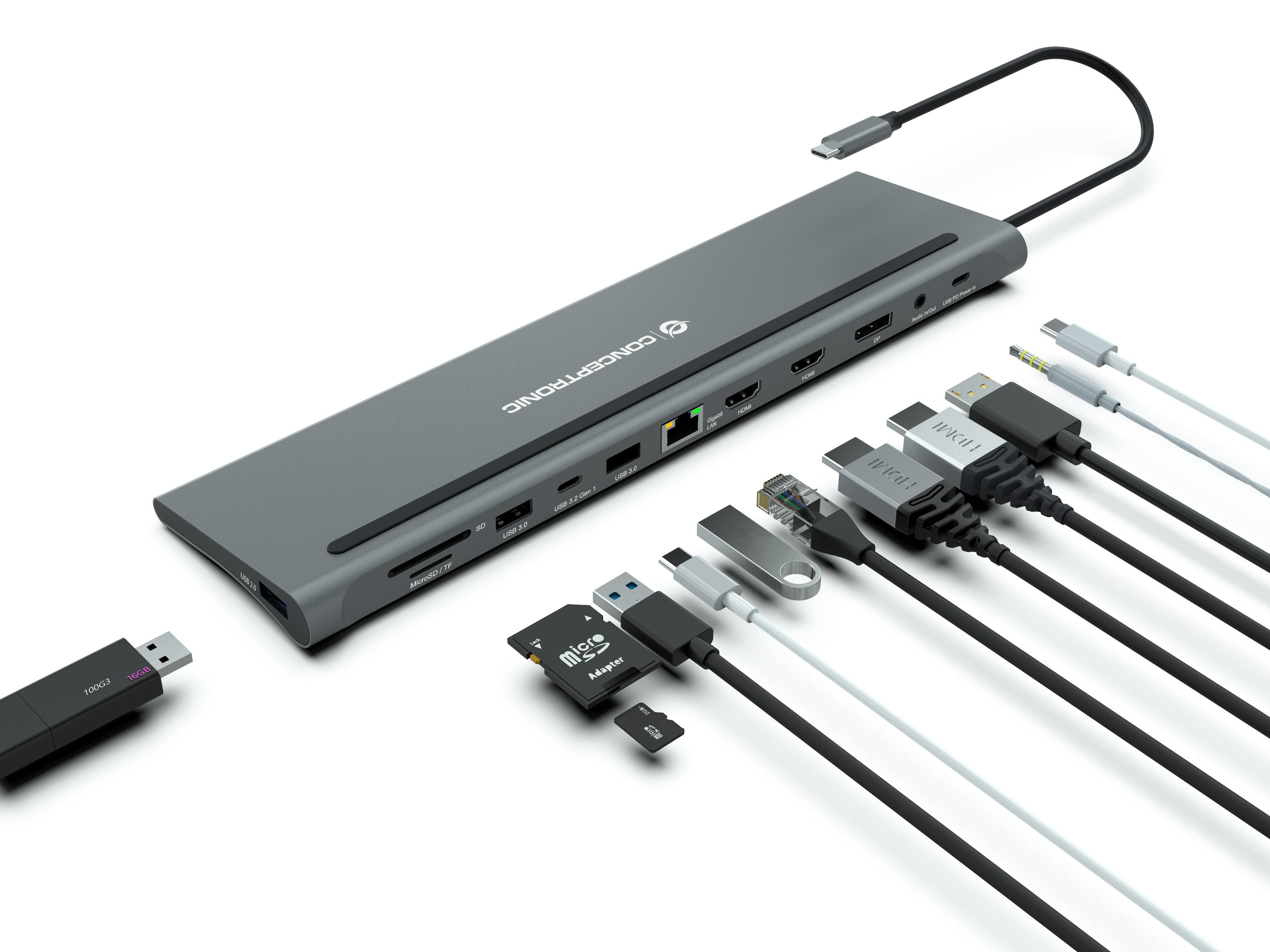 Conceptronic DONN17G - Dockingstation - USB-C 3.2 Gen 1