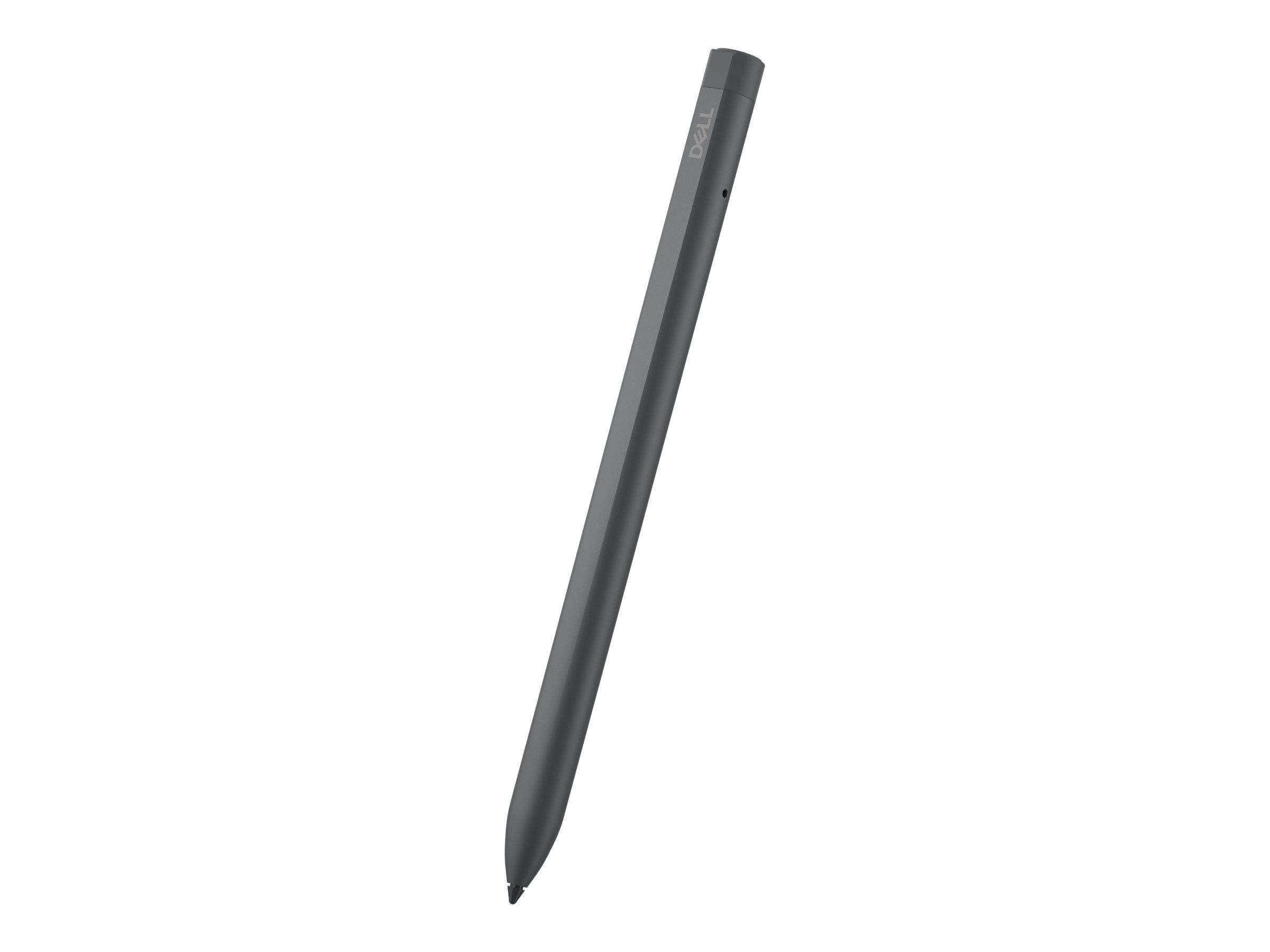 Ein dunkelgrauer Stift, diagonal auf einem schlichten weißen Hintergrund dargestellt.