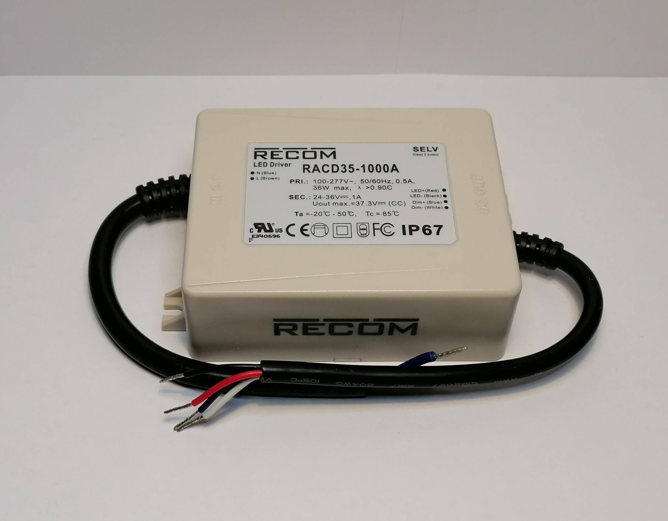Recom RACD35-1000A Led Netzteil KSQ 36W 24-36V 1A CC + Dimmbar IP67