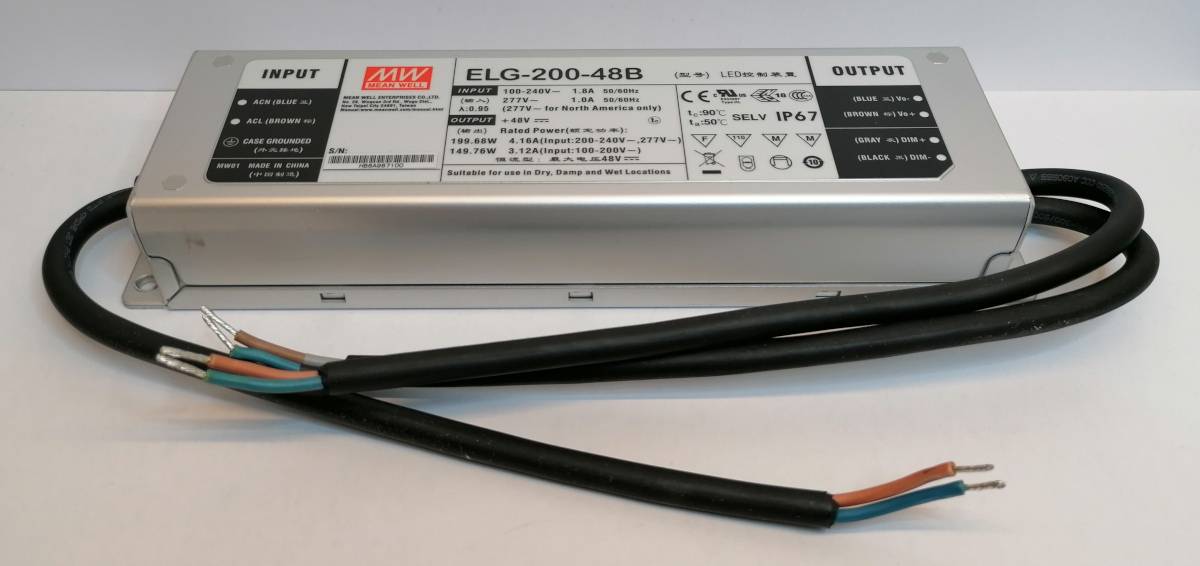 Mean Well ELG-200-48B Led Netzteil KSQ 200W 48V 4.16A CC + CV + dimmbar IP67