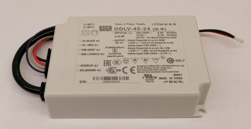 Mean Well ODLV-45-24 Led Netzteil 45W 24V/1,88A CV dimmbar