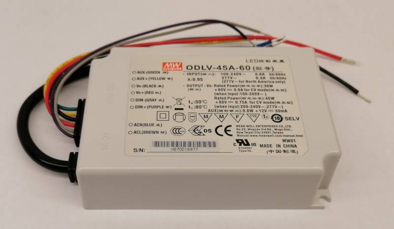 Mean Well ODLV-45A-60 Led Netzteil 45W 60V/0,75A CV dimmbar DC AUX