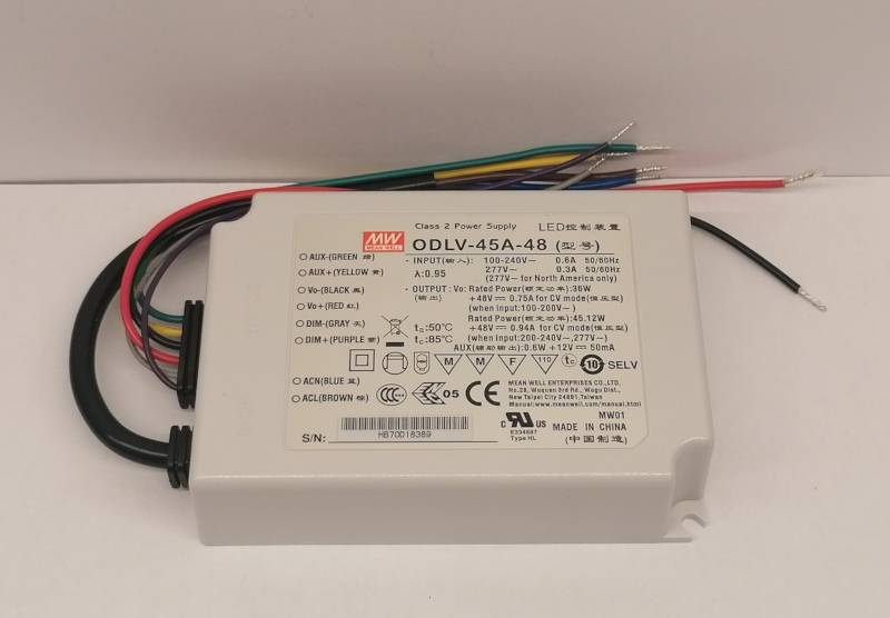 Mean Well ODLV-45A-48 Led Netzteil 45W 48V/0,94A CV dimmbar DC AUX