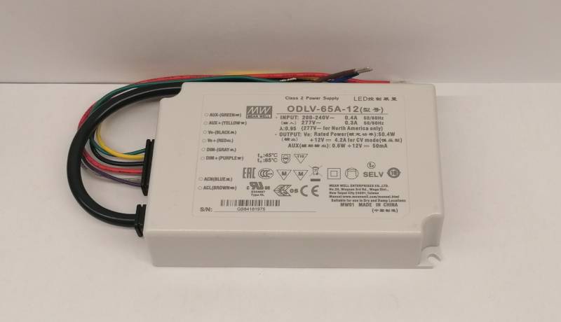 Mean Well ODLV-65A-12 Led Netzteil 50W 12V/4,2A CV dimmbar DC AUX