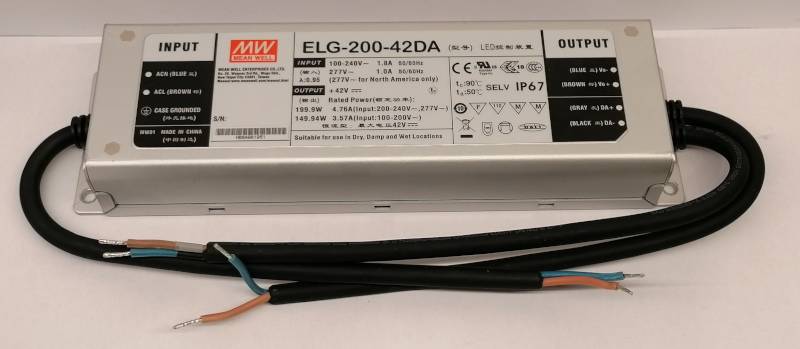 Mean Well ELG-200-42DA Led Netzteil KSQ 200W 42V 4.76A CC + CV + Dali IP67