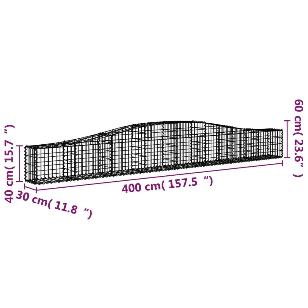 vidaXL Gabionen mit Hochbogen 20 Stk. 400x30x40/60 cm Verzinktes Eisen