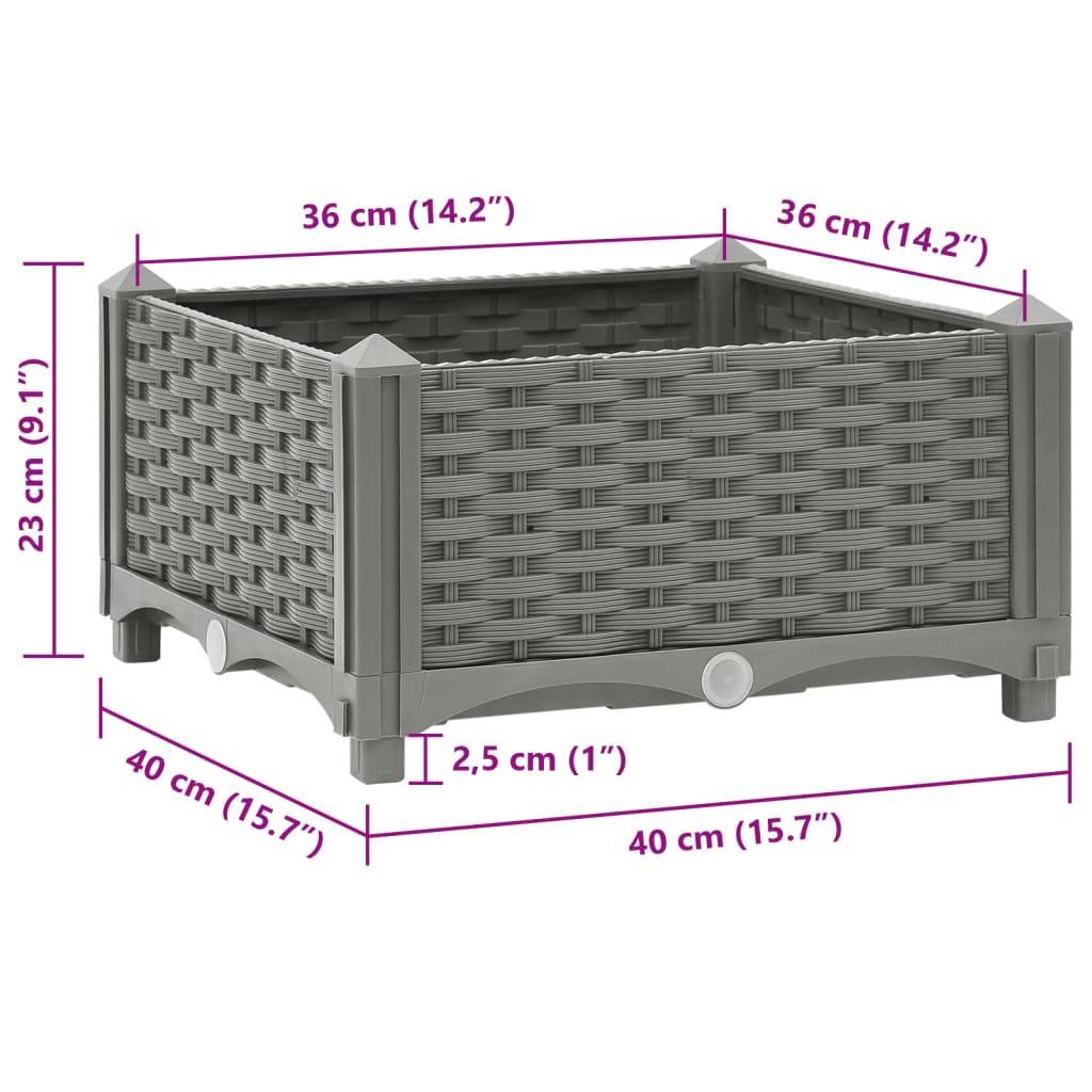 vidaXL Hochbeet 40x40x23 cm Polypropylen